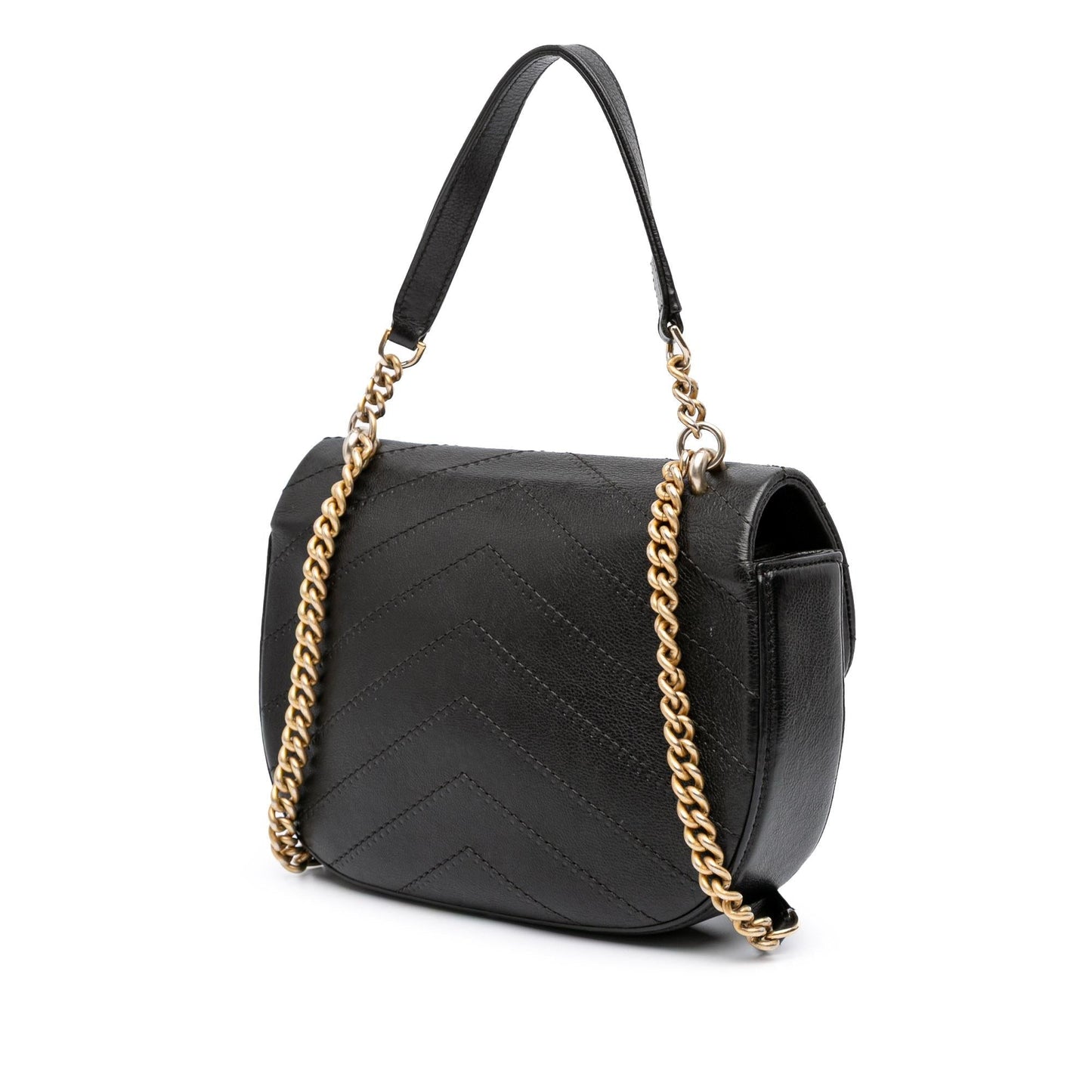 Chanel CC Chevron Calfskin Round Flap Satchel Bag