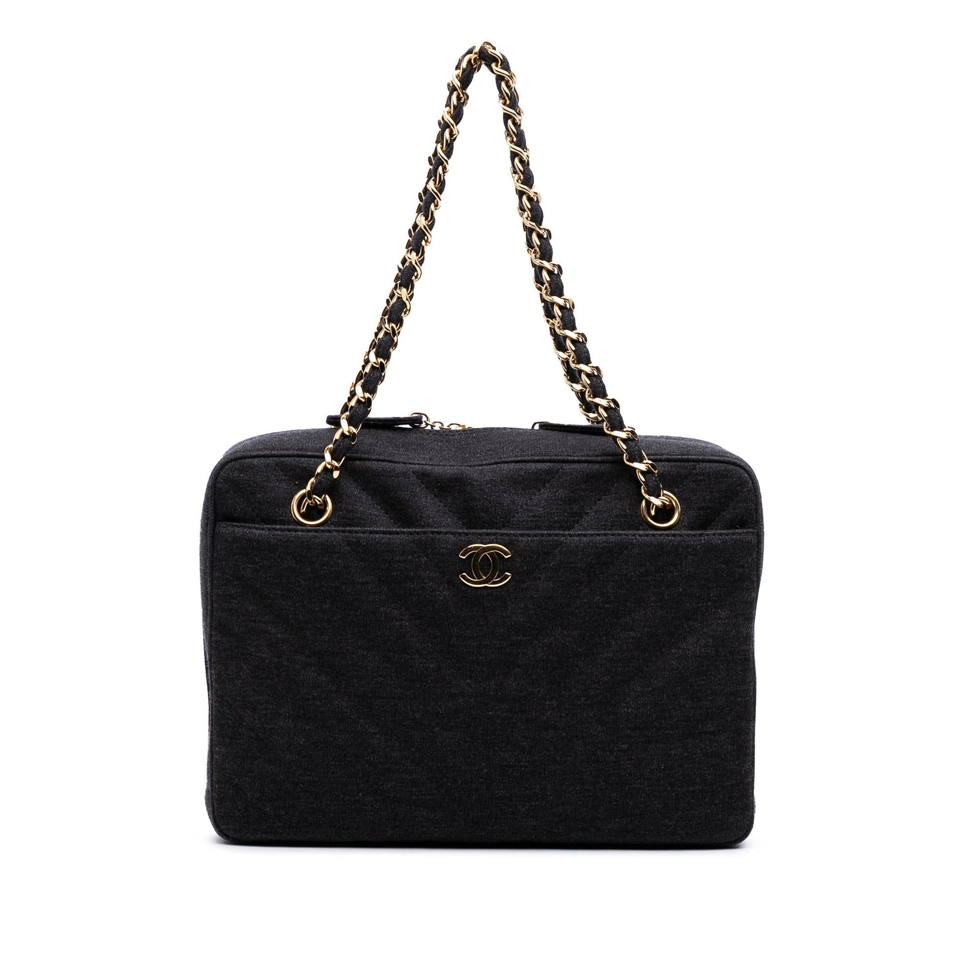 Chanel CC Chevron Jersey Camera Crossbody Bag
