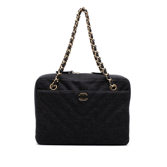 Chanel CC Chevron Jersey Camera Crossbody Bag