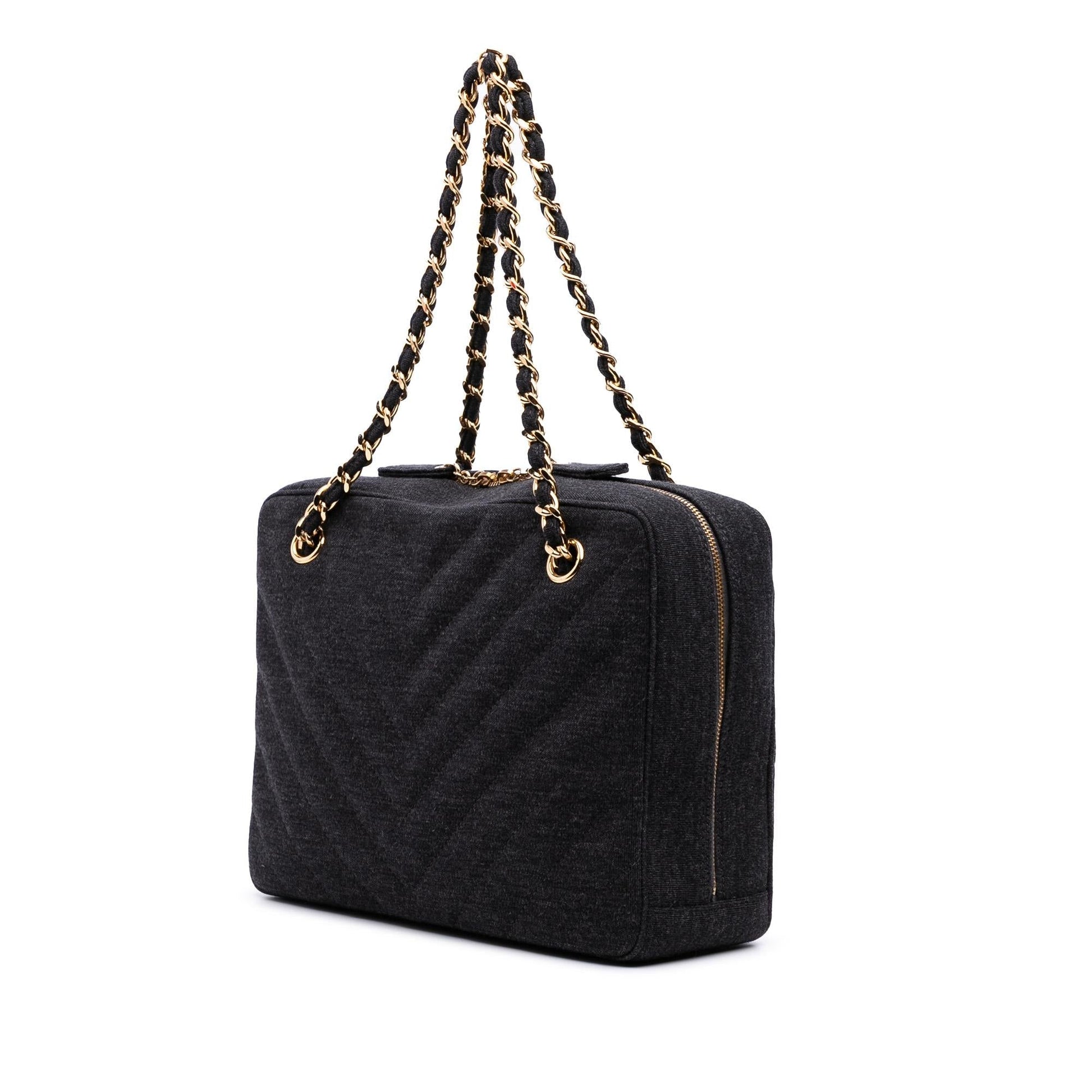Chanel CC Chevron Jersey Camera Crossbody Bag