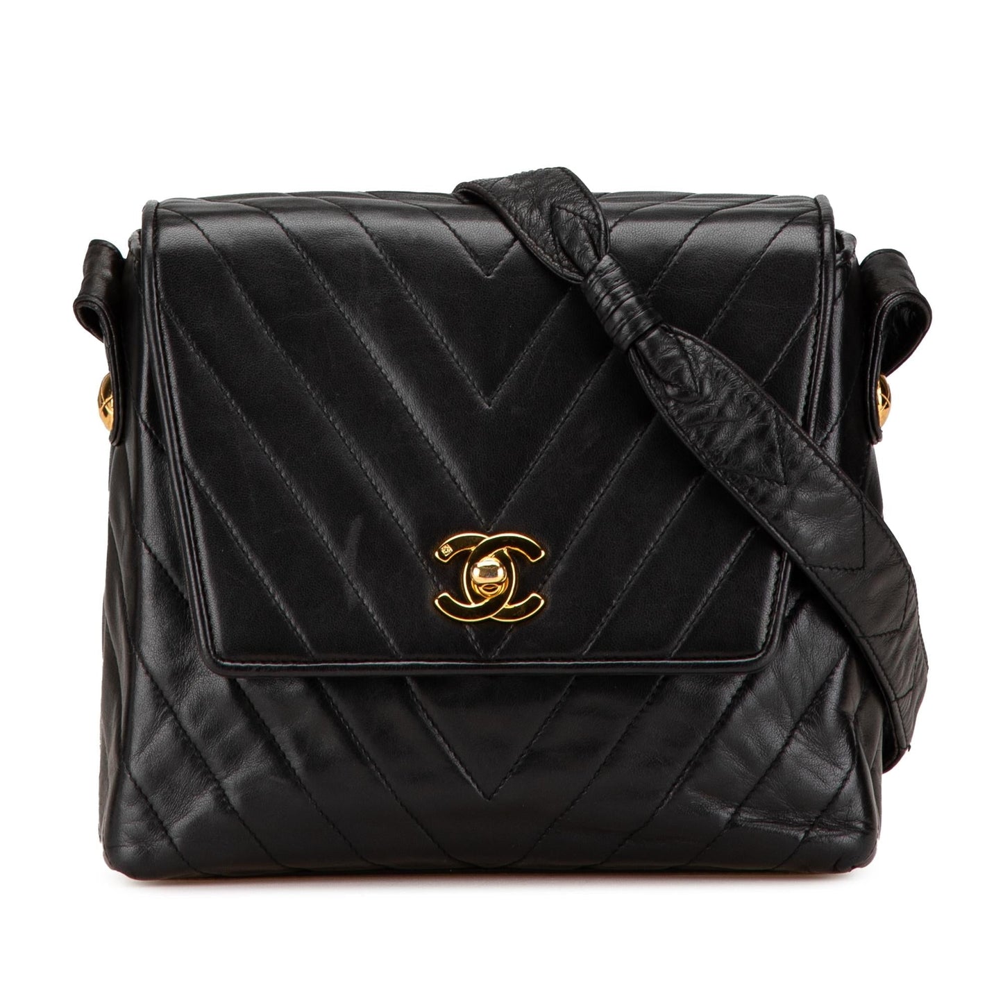 Chanel CC Chevron Lambskin Flap Handbag Lambskin Flap