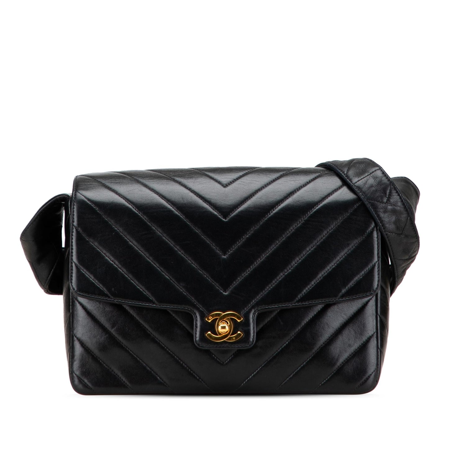 Chanel CC Chevron Lambskin Flap Handbag Flap 1