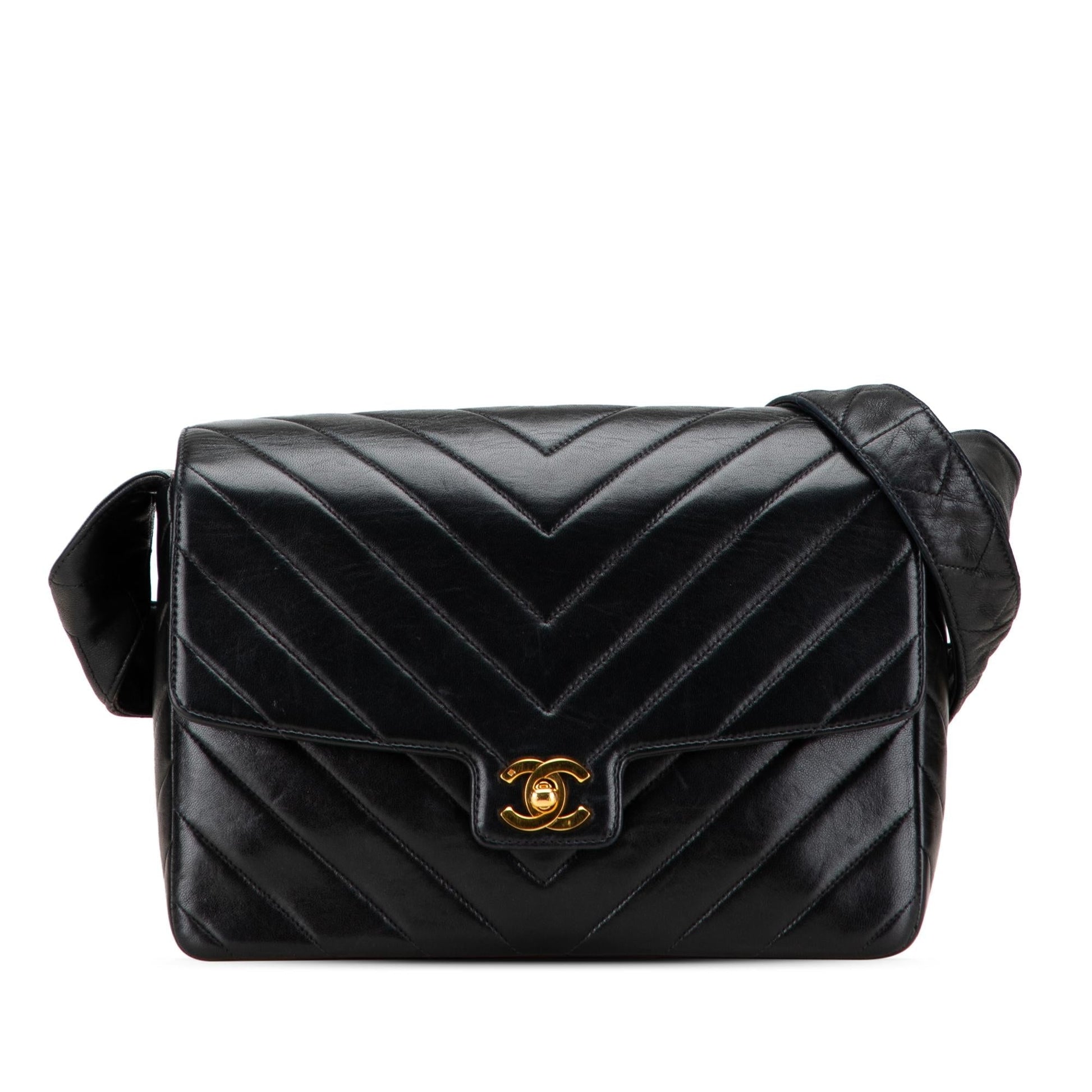 Chanel CC Chevron Lambskin Flap Handbag Flap 1