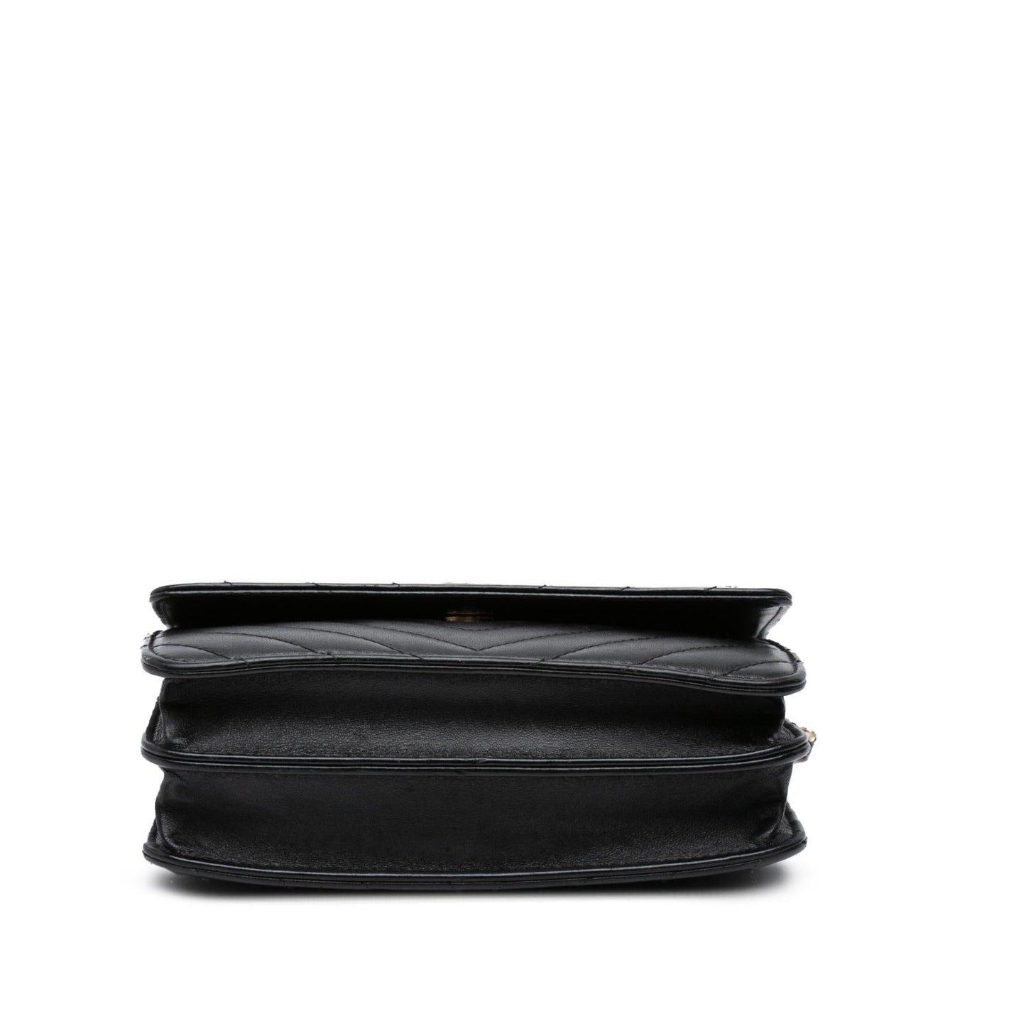 Chanel CC Chevron Lambskin Square On Wallet Case