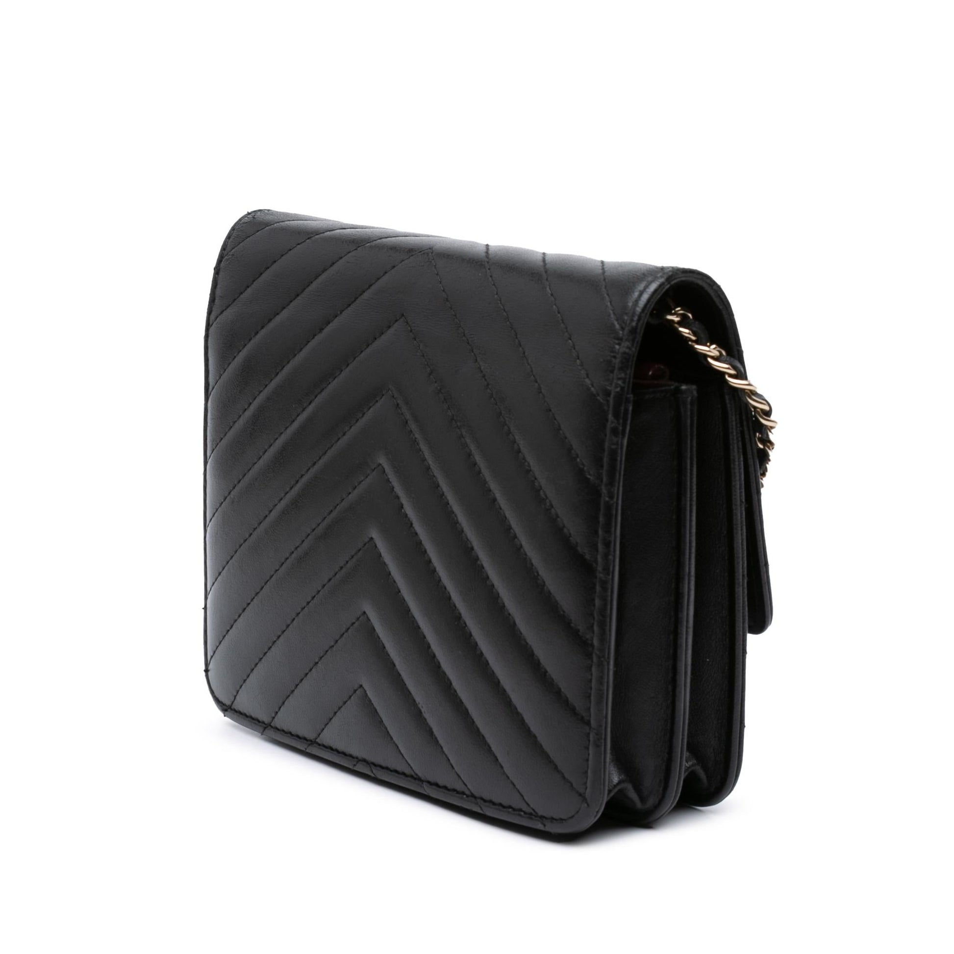 Chanel CC Chevron Lambskin Square On Wallet Case