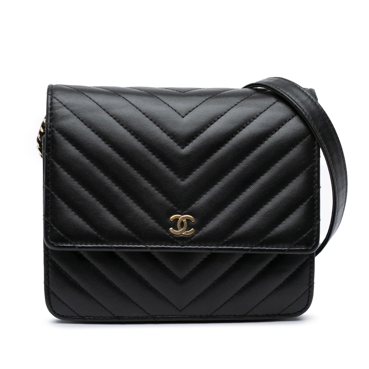 Chanel CC Chevron Lambskin Square On Wallet Case Chain 1