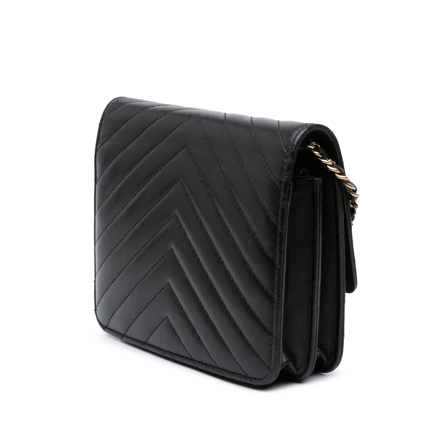Chanel CC Chevron Lambskin Square On Wallet Case Chain 1