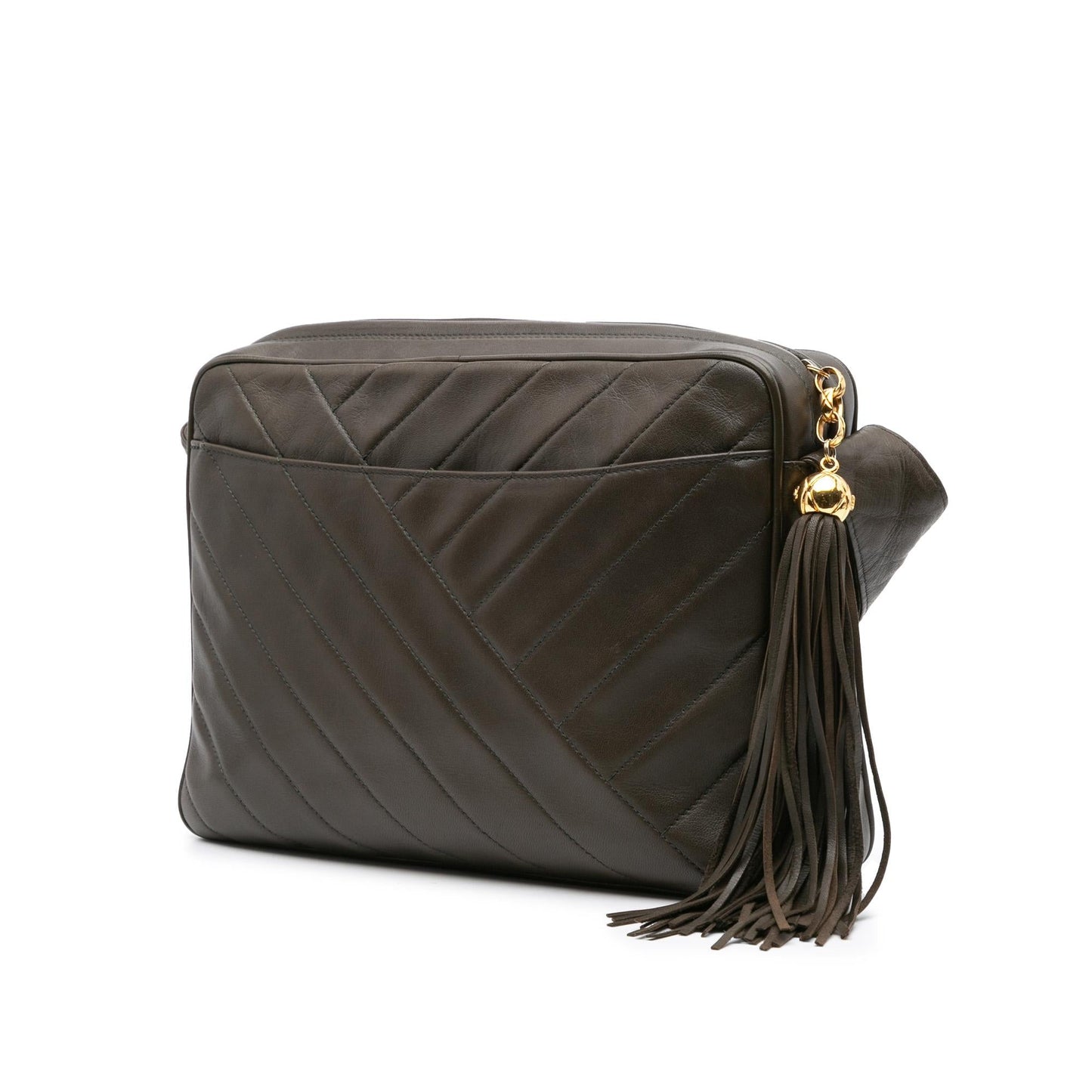 Chanel CC Chevron Lambskin Tassel Crossbody Bag