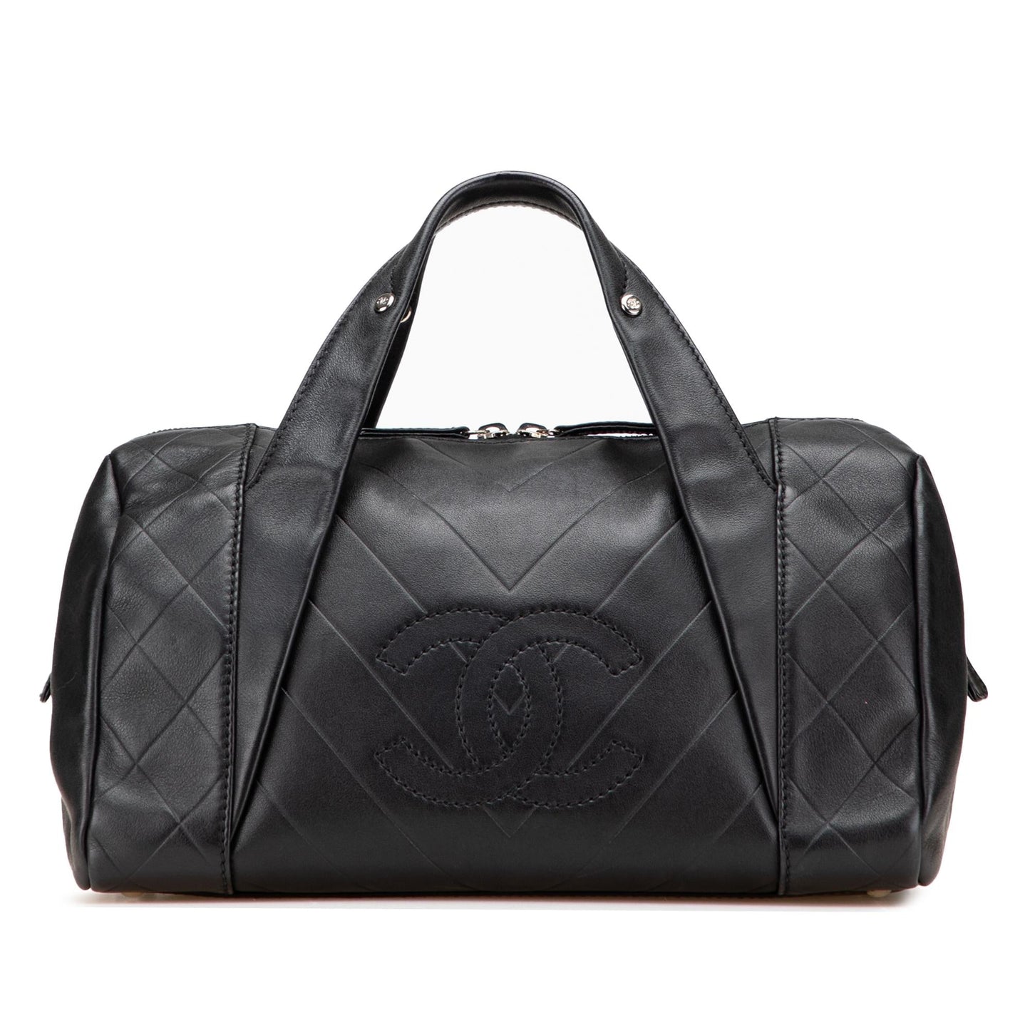 Chanel CC Chevron Quilted Lambskin Boston Handbag