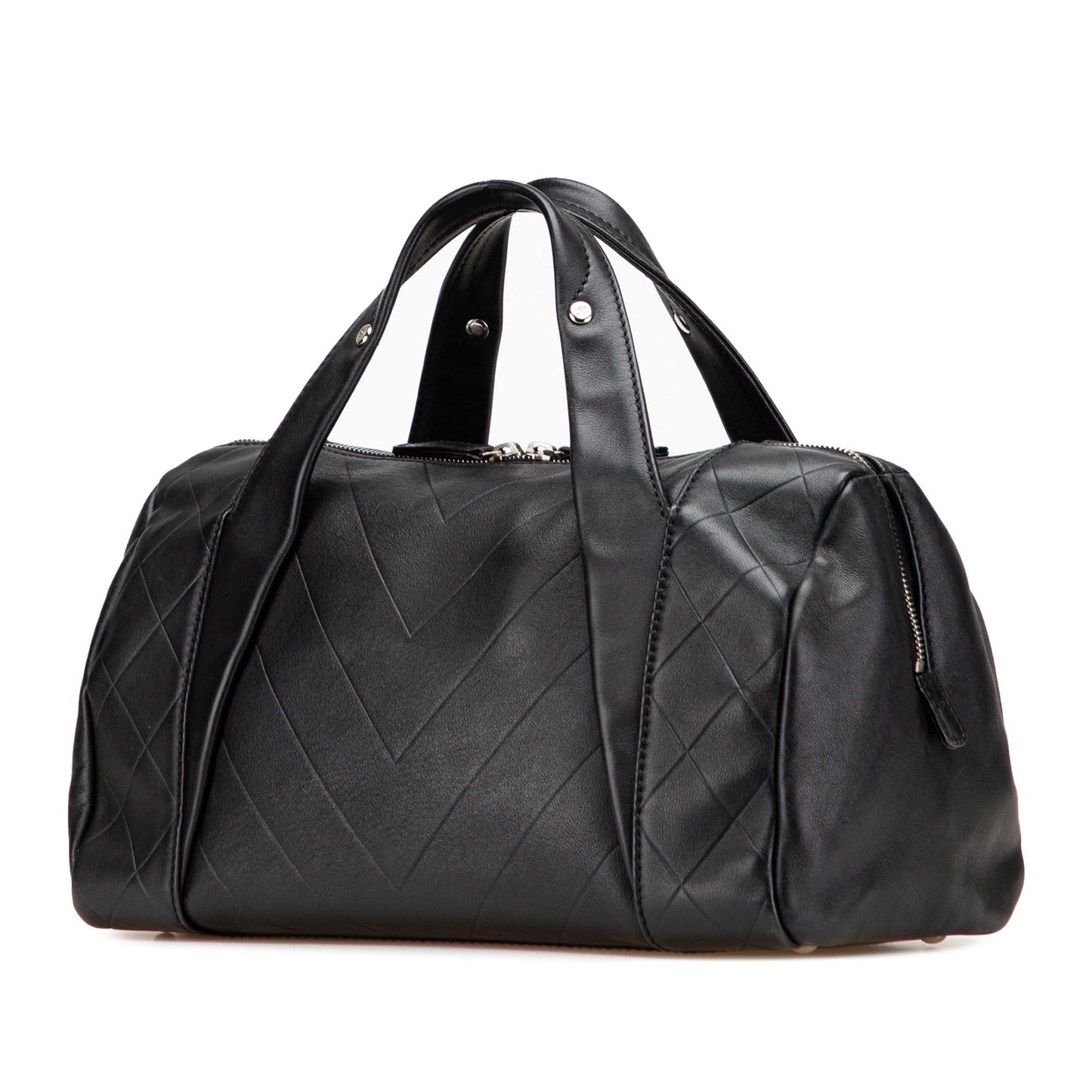 Chanel CC Chevron Quilted Lambskin Boston Handbag Boston 1