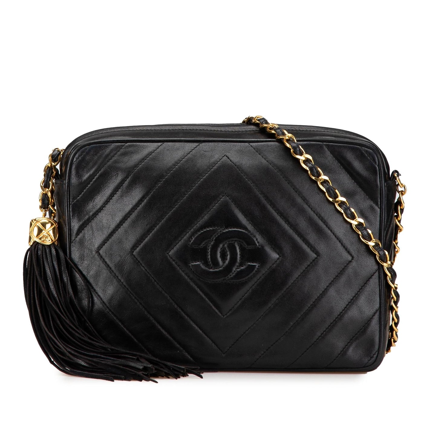 Chanel CC Chevron Quilted Lambskin Tassel Camera Handbag