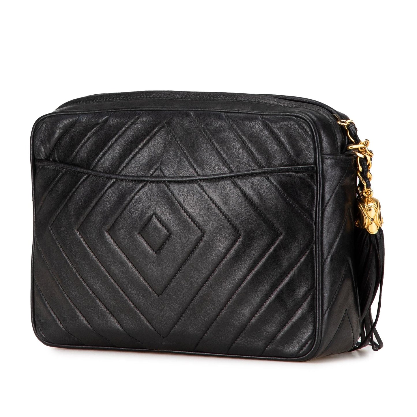 Chanel CC Chevron Quilted Lambskin Tassel Camera Handbag