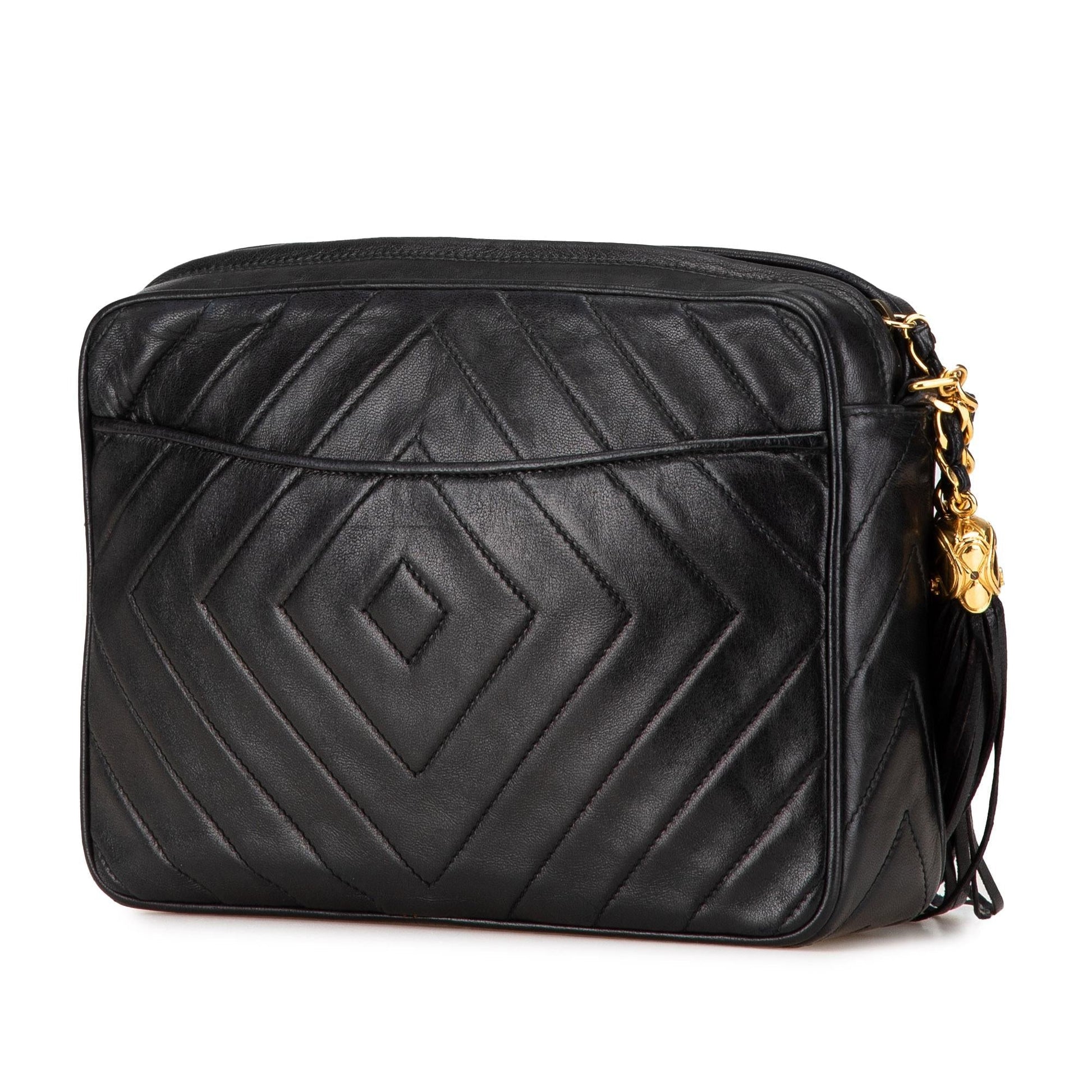 Chanel CC Chevron Quilted Lambskin Tassel Camera Handbag
