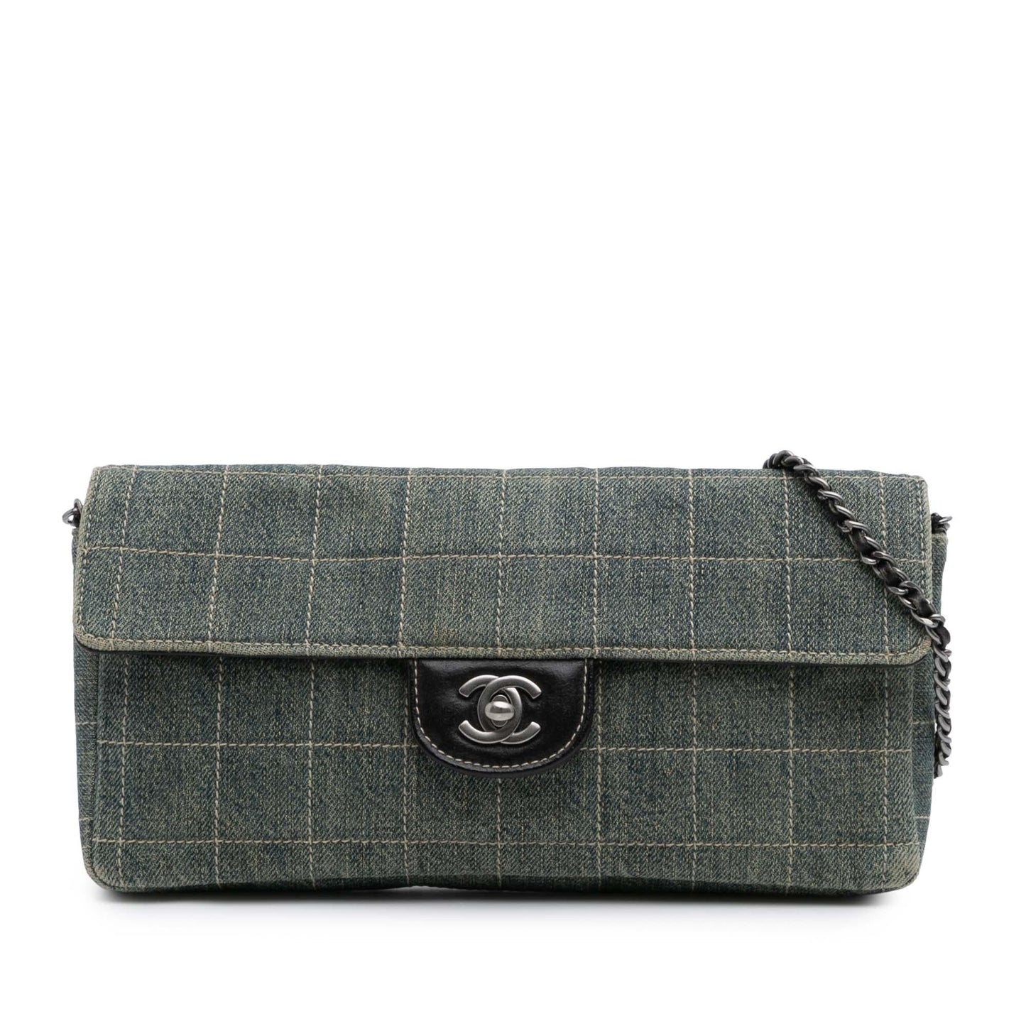 Chanel CC Chocolate Bar Denim East West Handbag Flap 1