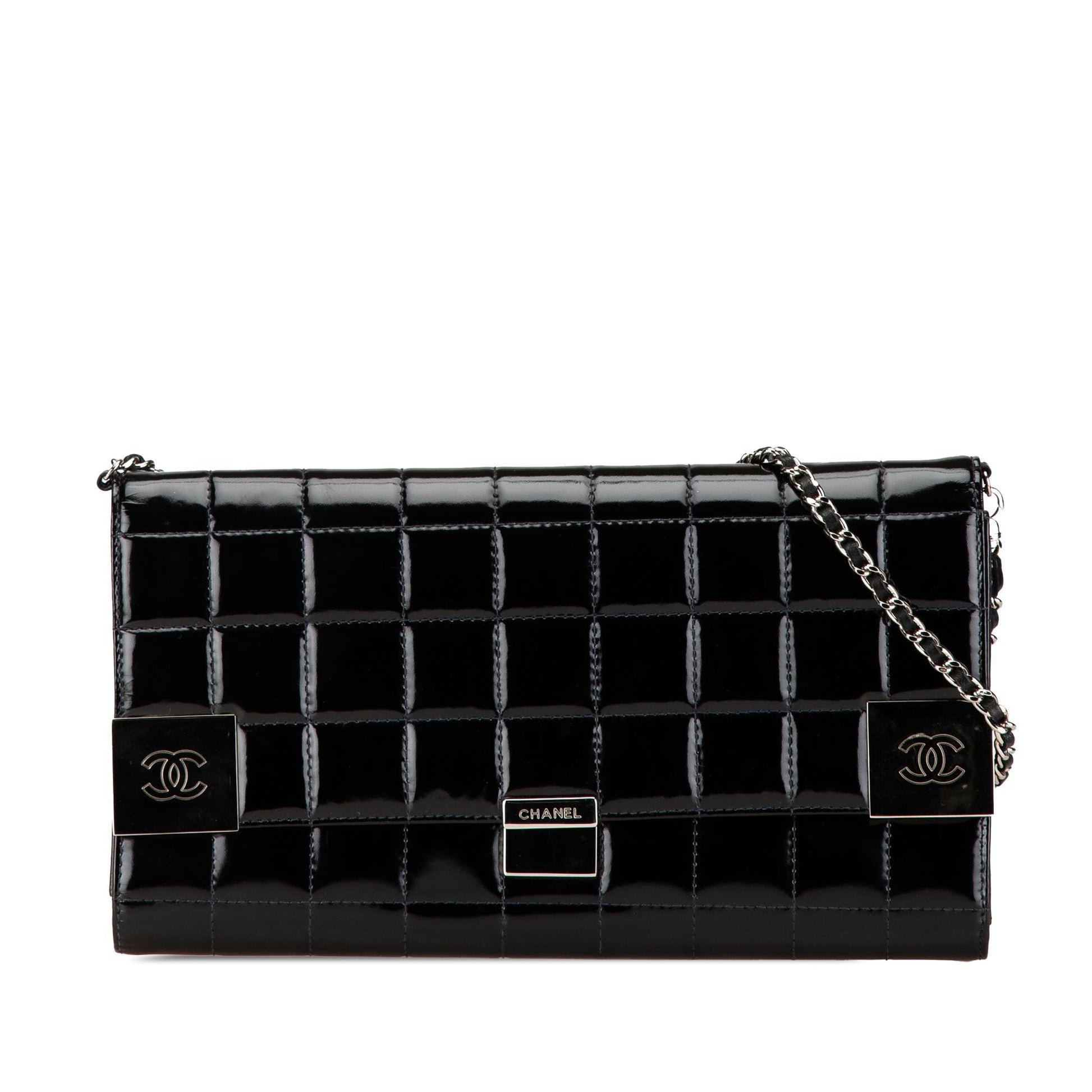 Chanel CC Chocolate Bar Patent on Clutch Bag Chain 2