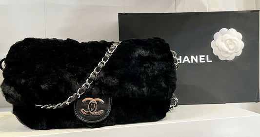 Chanel Faux Fur Flap Shoulder Bag