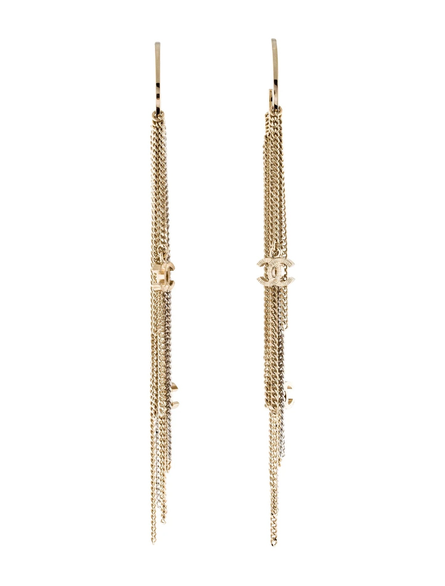 CHANEL CC DROP FRINGE EARRINGS