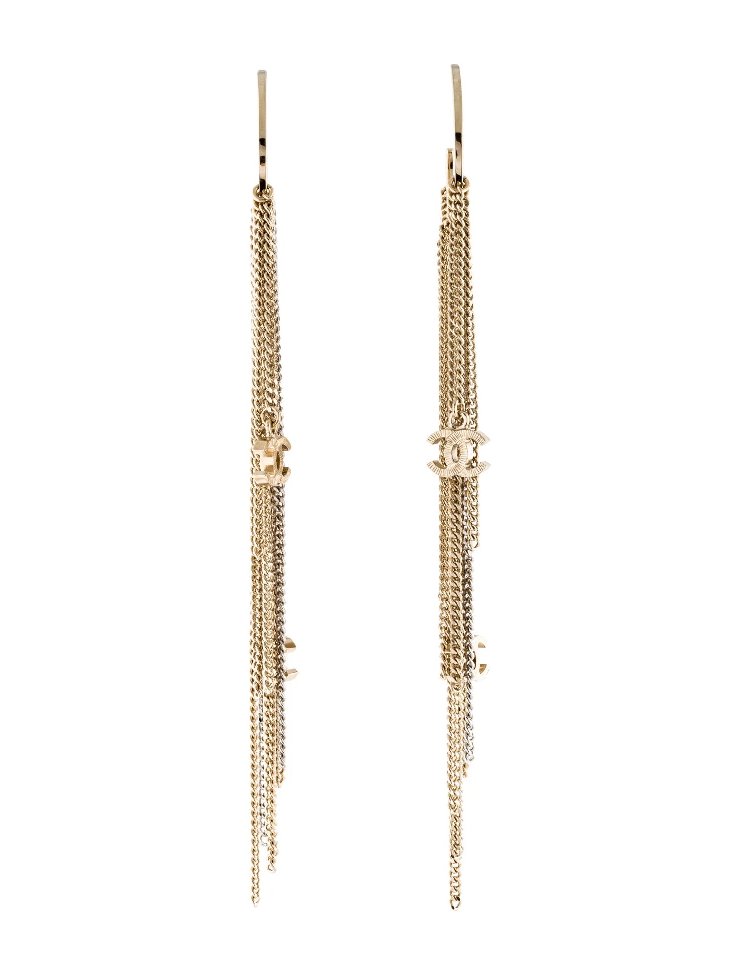 CHANEL CC DROP FRINGE EARRINGS