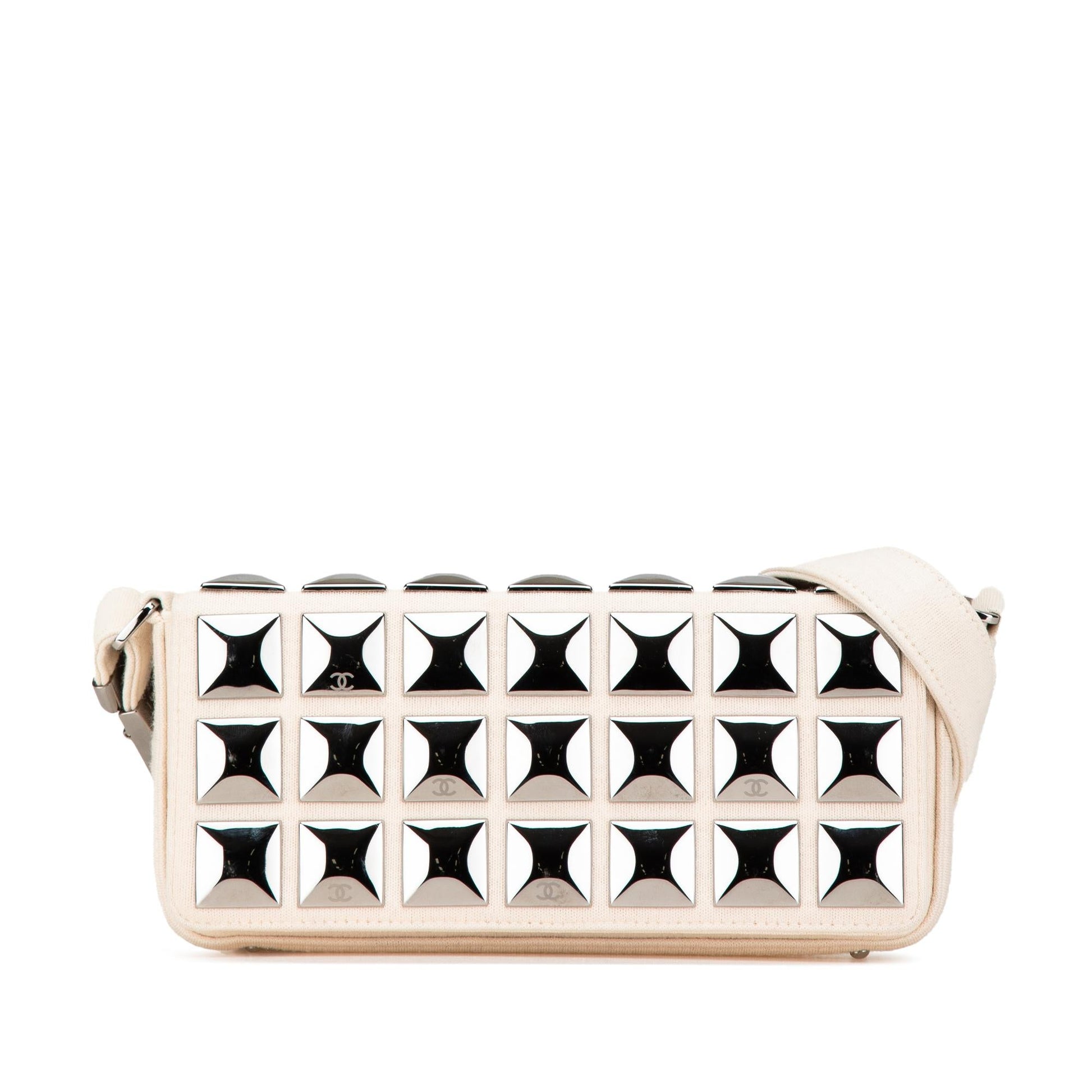 Chanel CC Jersey Pyramid Stud Flap Handbag