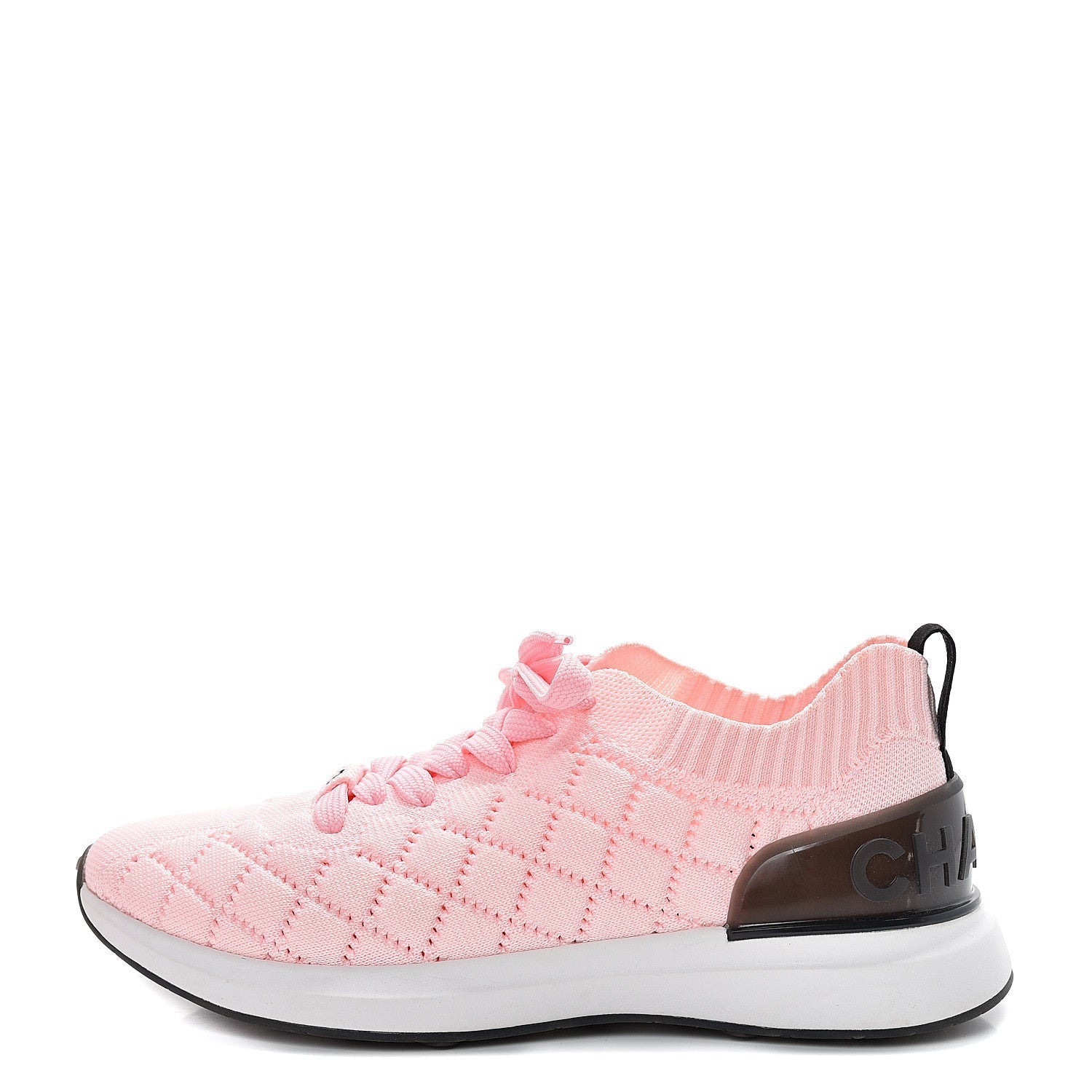 Chanel Pink Knit Fabric CC Low Top Sneakers for Women