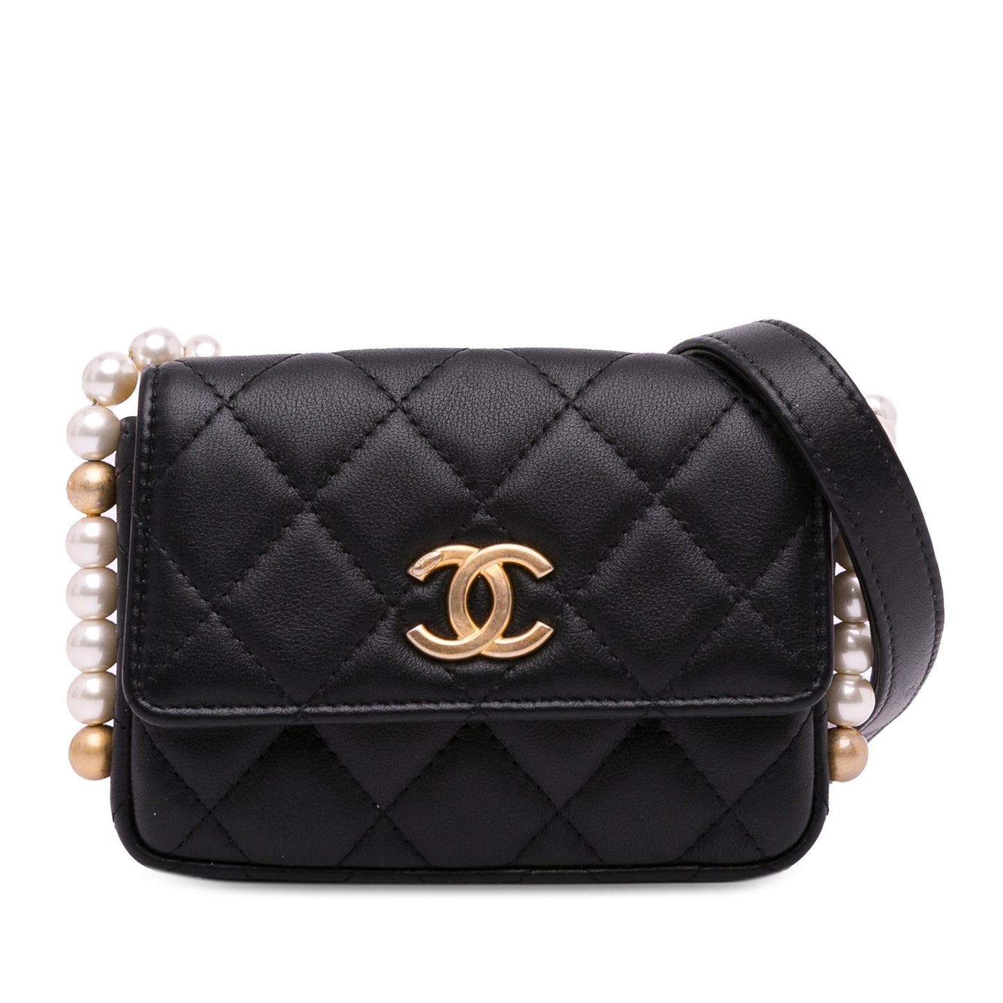 Chanel CC Lambskin About Pearls Card Holder Wallet Case