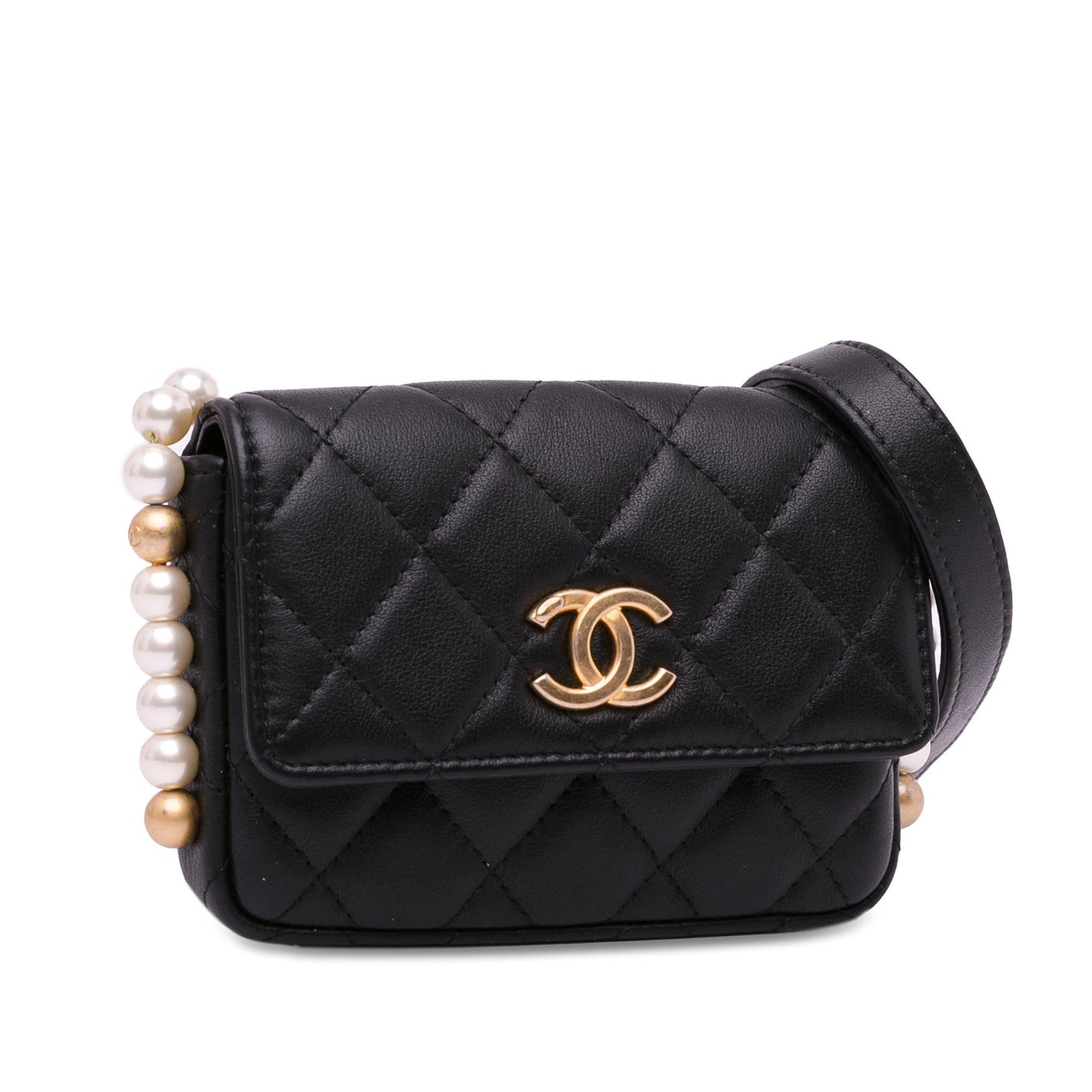 Chanel CC Lambskin About Pearls Card Holder Wallet Case