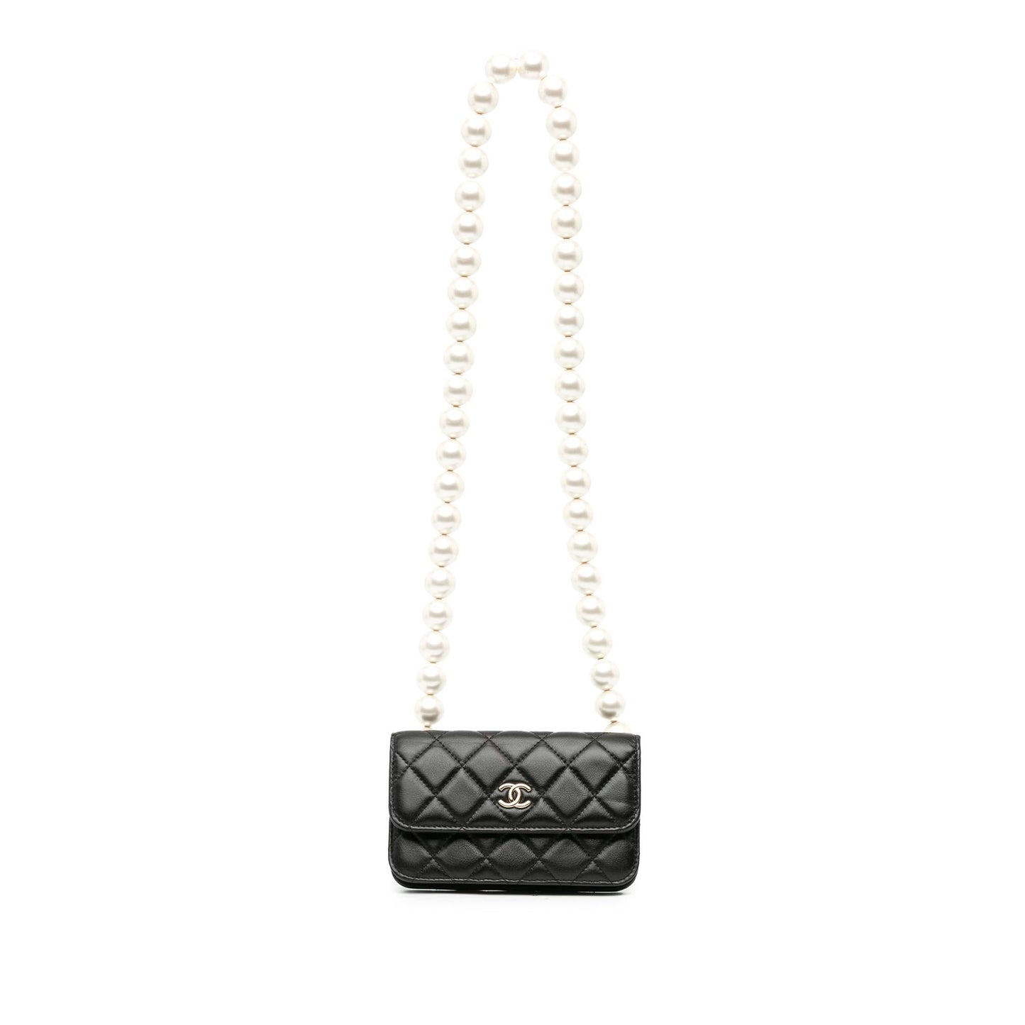 Chanel CC Lambskin About Pearls Card Holder Wallet Case Shg Xijkt4