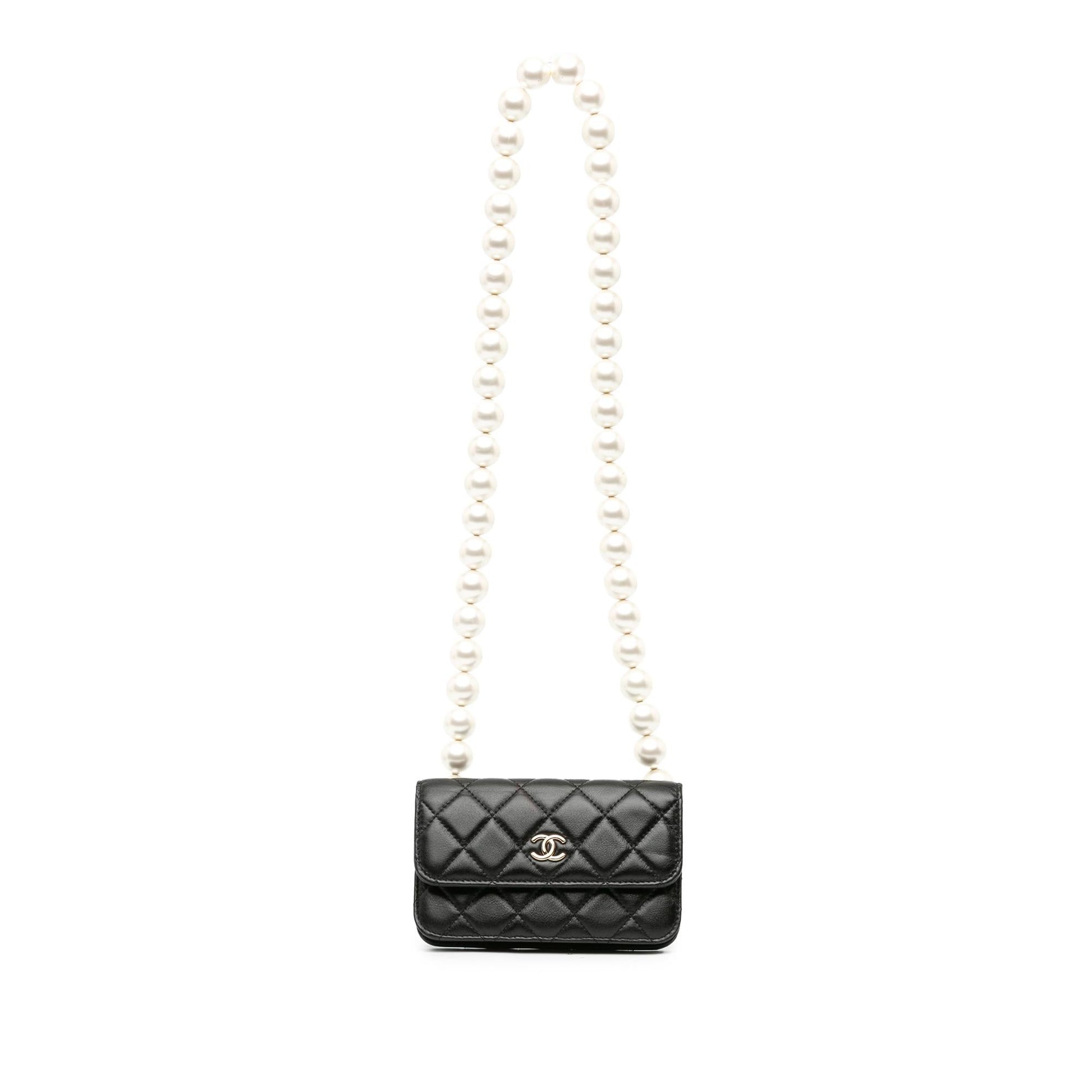 Chanel CC Lambskin About Pearls Card Holder Wallet Case Shg Xijkt4