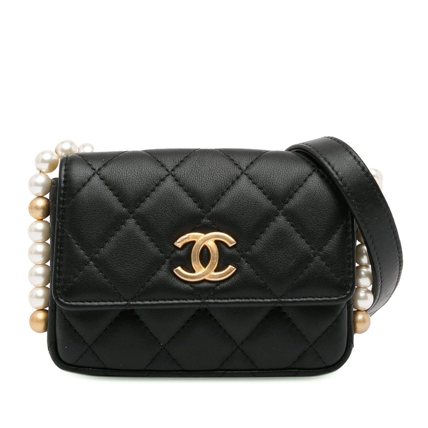 Chanel CC Lambskin About Pearls Card Holder Wallet Case