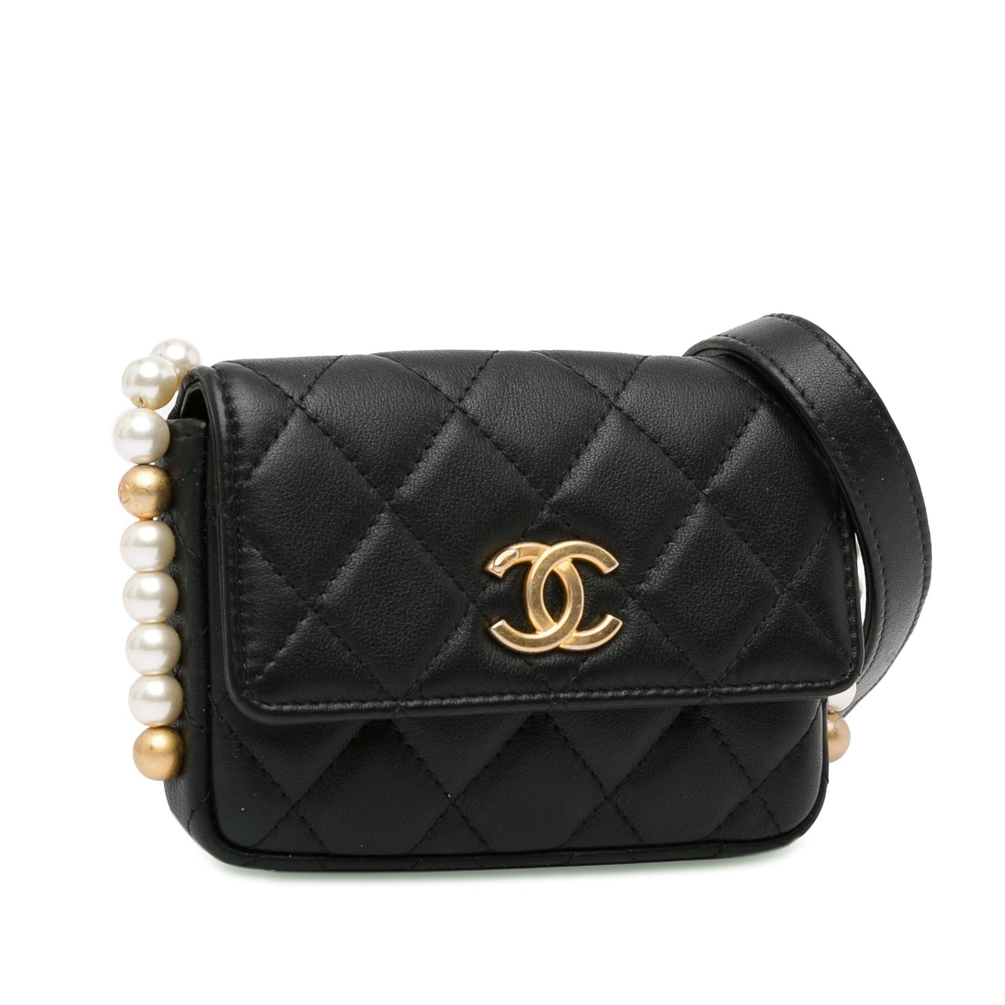 Chanel CC Lambskin About Pearls Card Holder Wallet Case