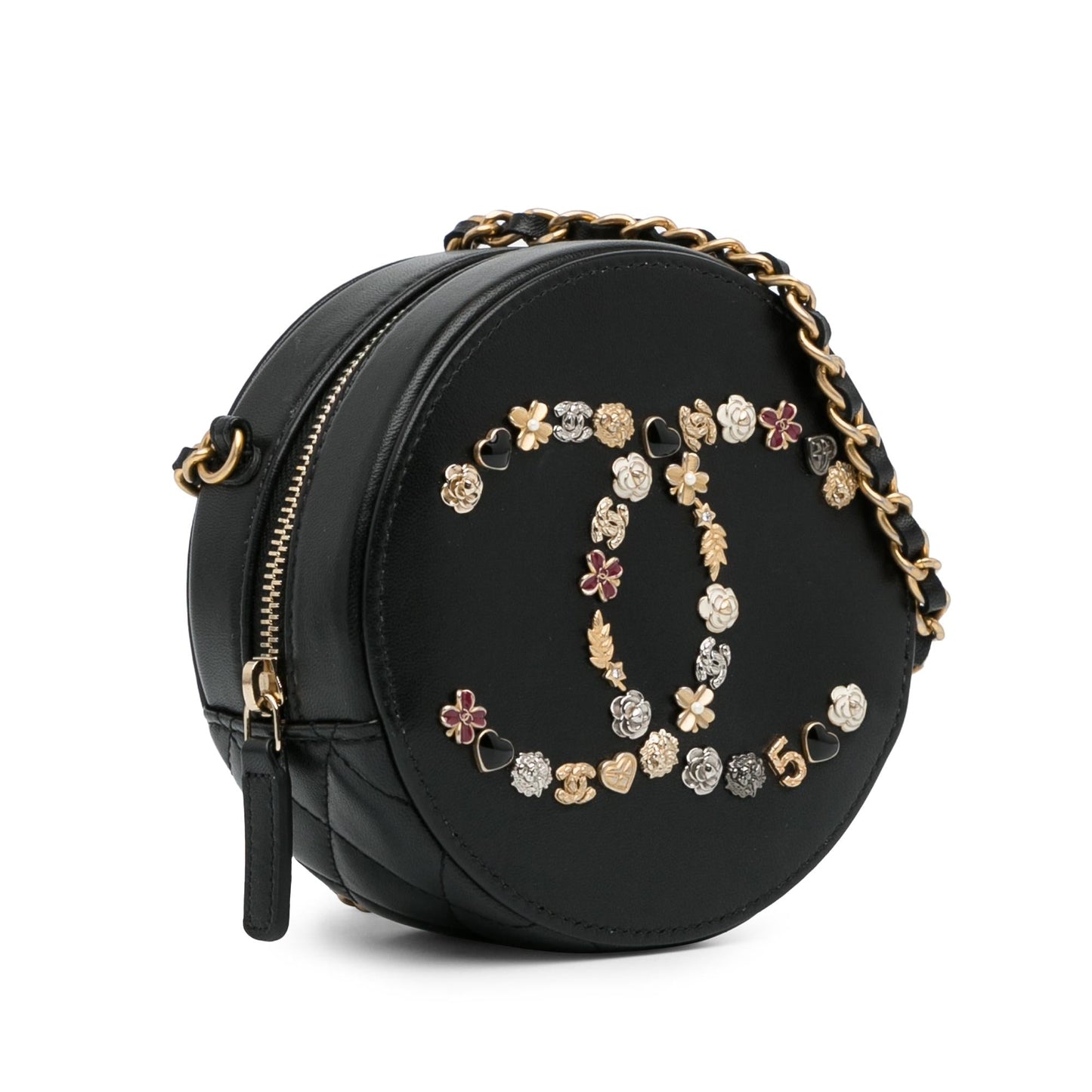 Chanel CC Lambskin Lucky Charms Round SHG-MZAbpr Key Chain