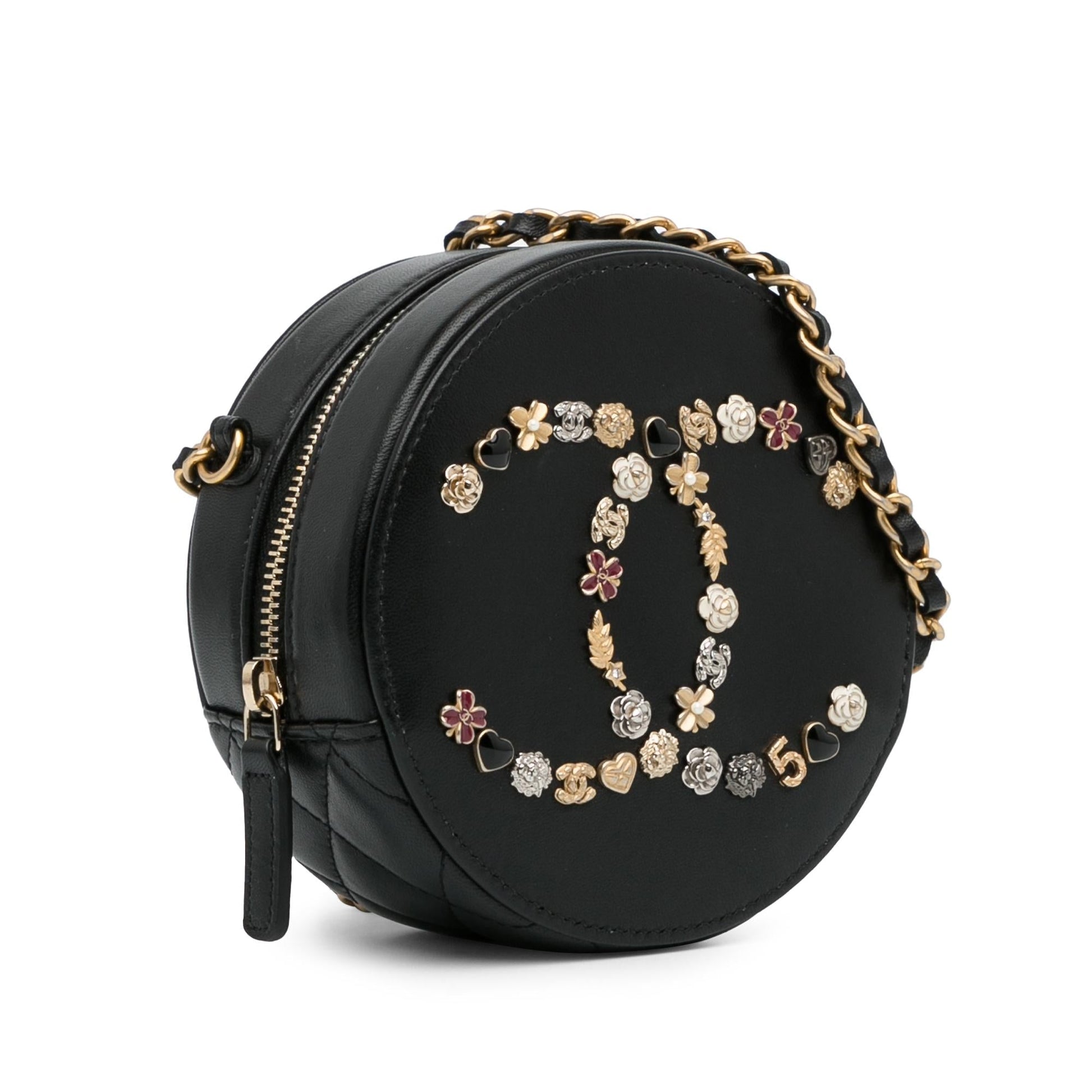 Chanel CC Lambskin Lucky Charms Round SHG-MZAbpr Key Chain