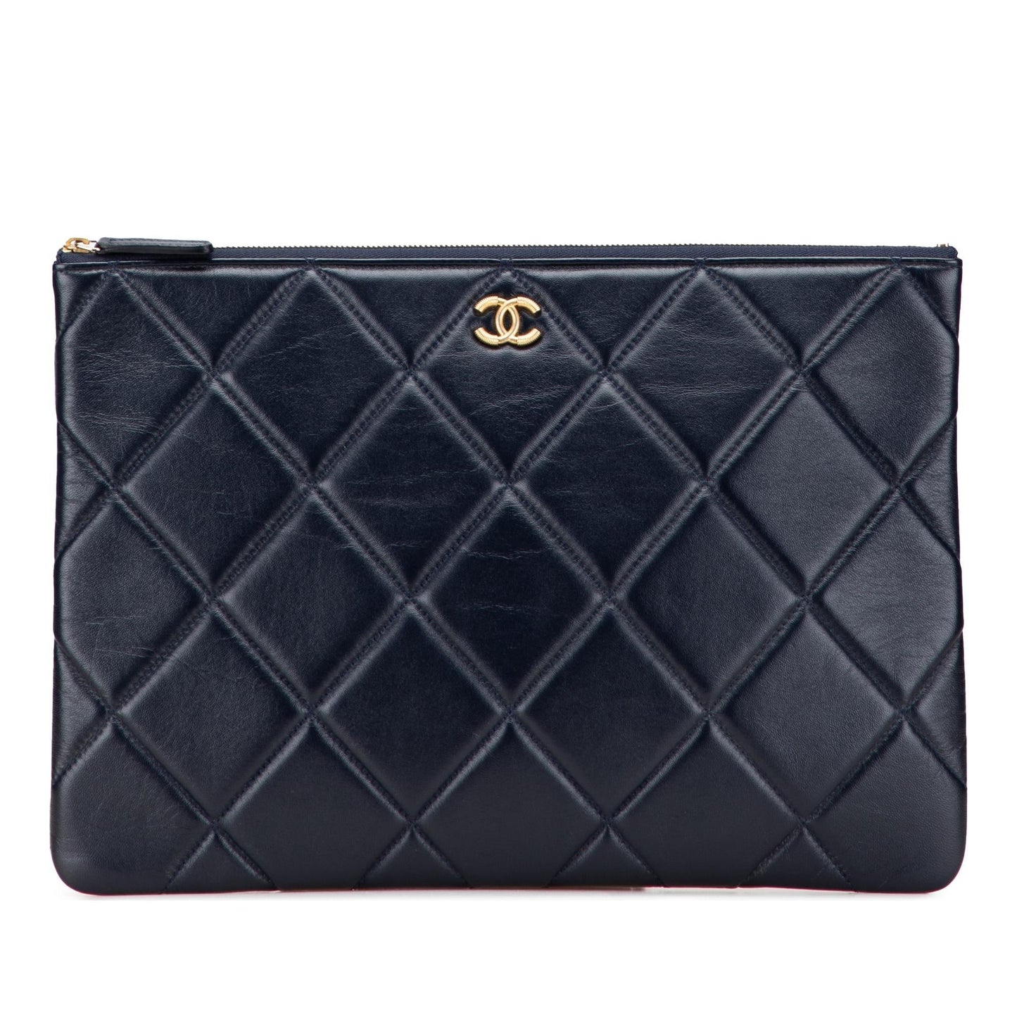 Chanel CC Quilted Lambskin O Clutch Bag