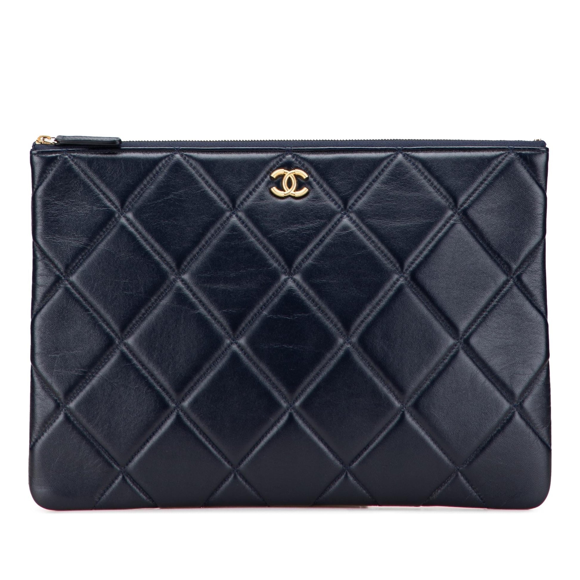 Chanel CC Quilted Lambskin O Clutch Bag