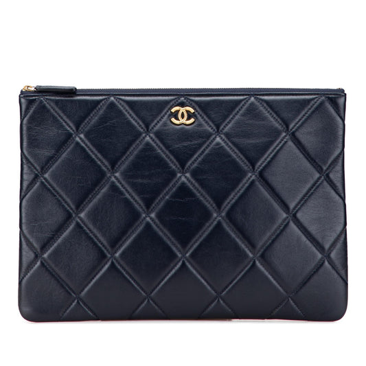 Chanel CC Quilted Lambskin O Clutch Bag