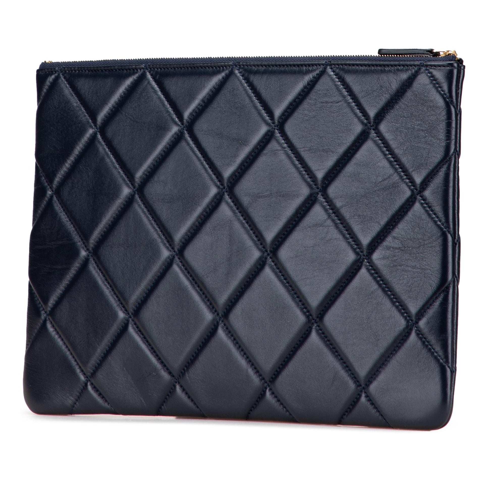 Chanel CC Quilted Lambskin O Clutch Bag