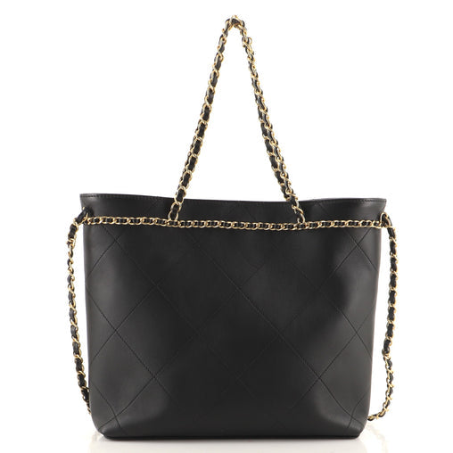 Chanel CC Handle Shopping Quilted Calfskin Lock Small Tote Bag