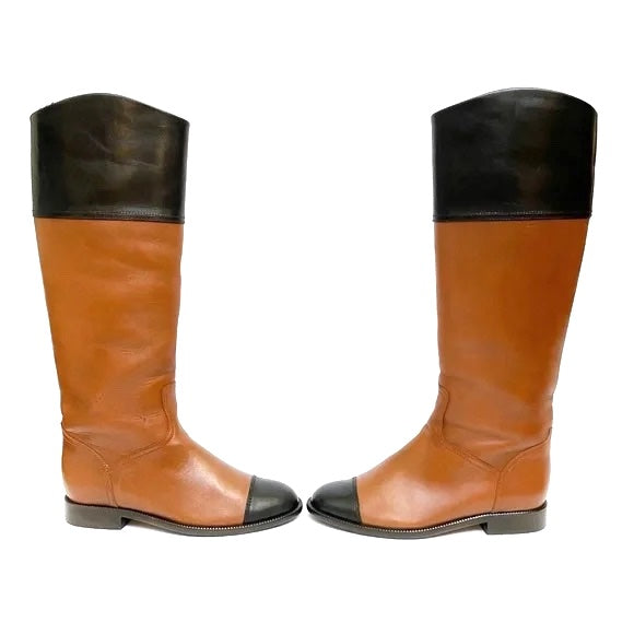 Chanel CC Leather Knee High Riding Boots for Women