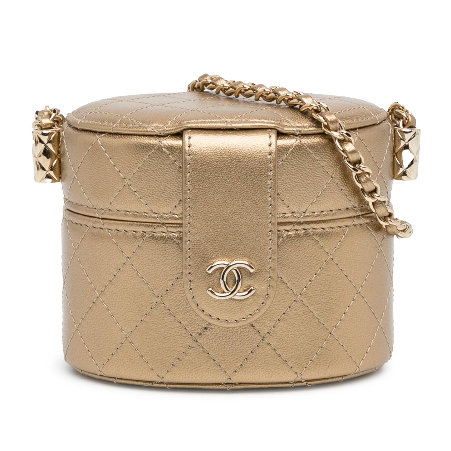 Chanel Cc Metallic Lambskin Round Vanity Case (Shg-Pnccdr) Bag