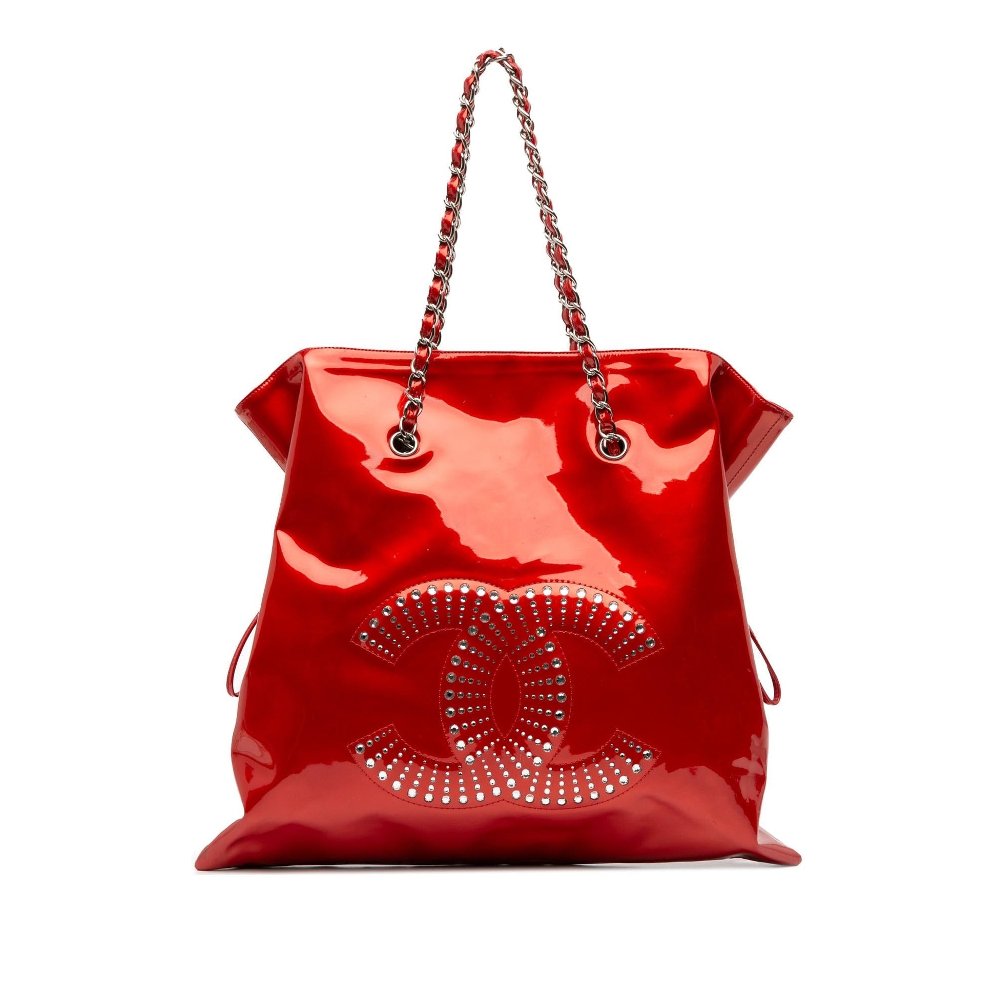 Chanel CC Patent Crystal Strass Embellished Bonbons Tote Bag