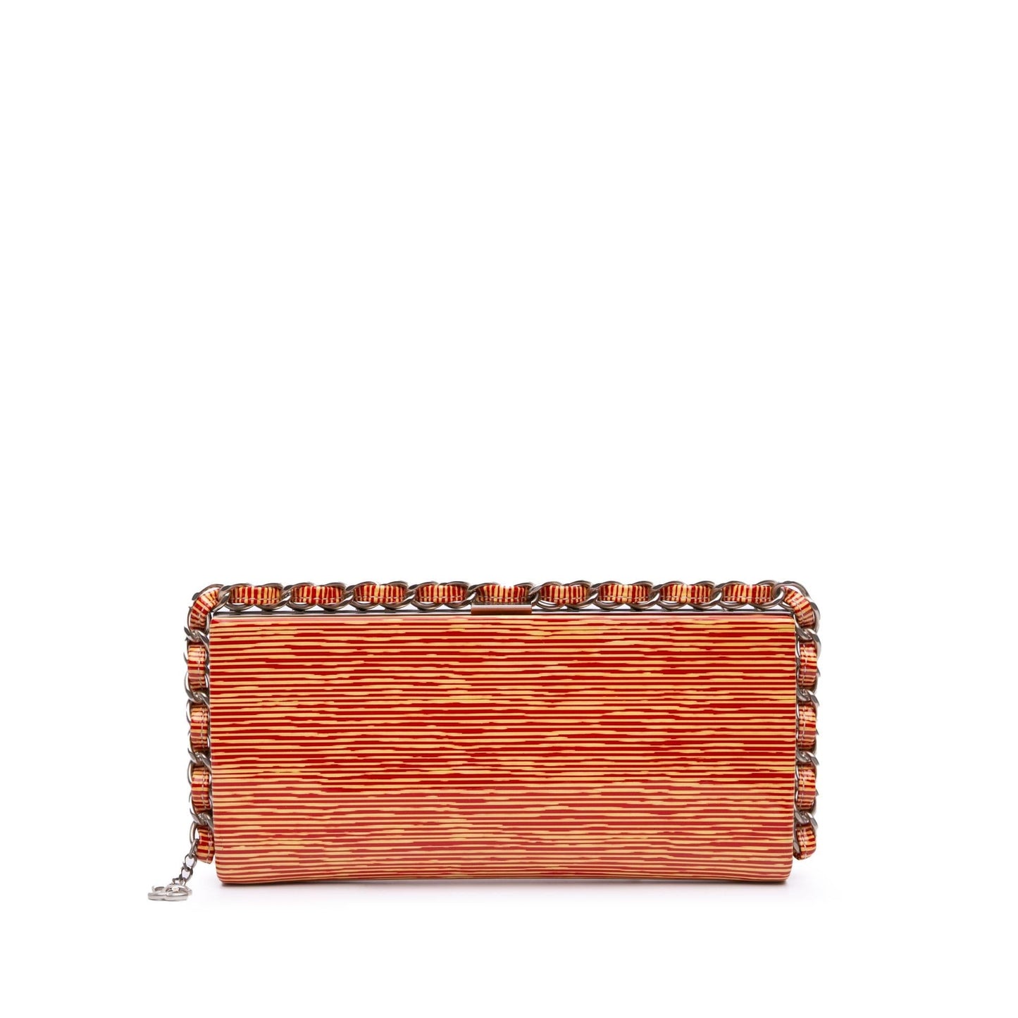 Chanel CC Patent Striped Around Clutch Bag