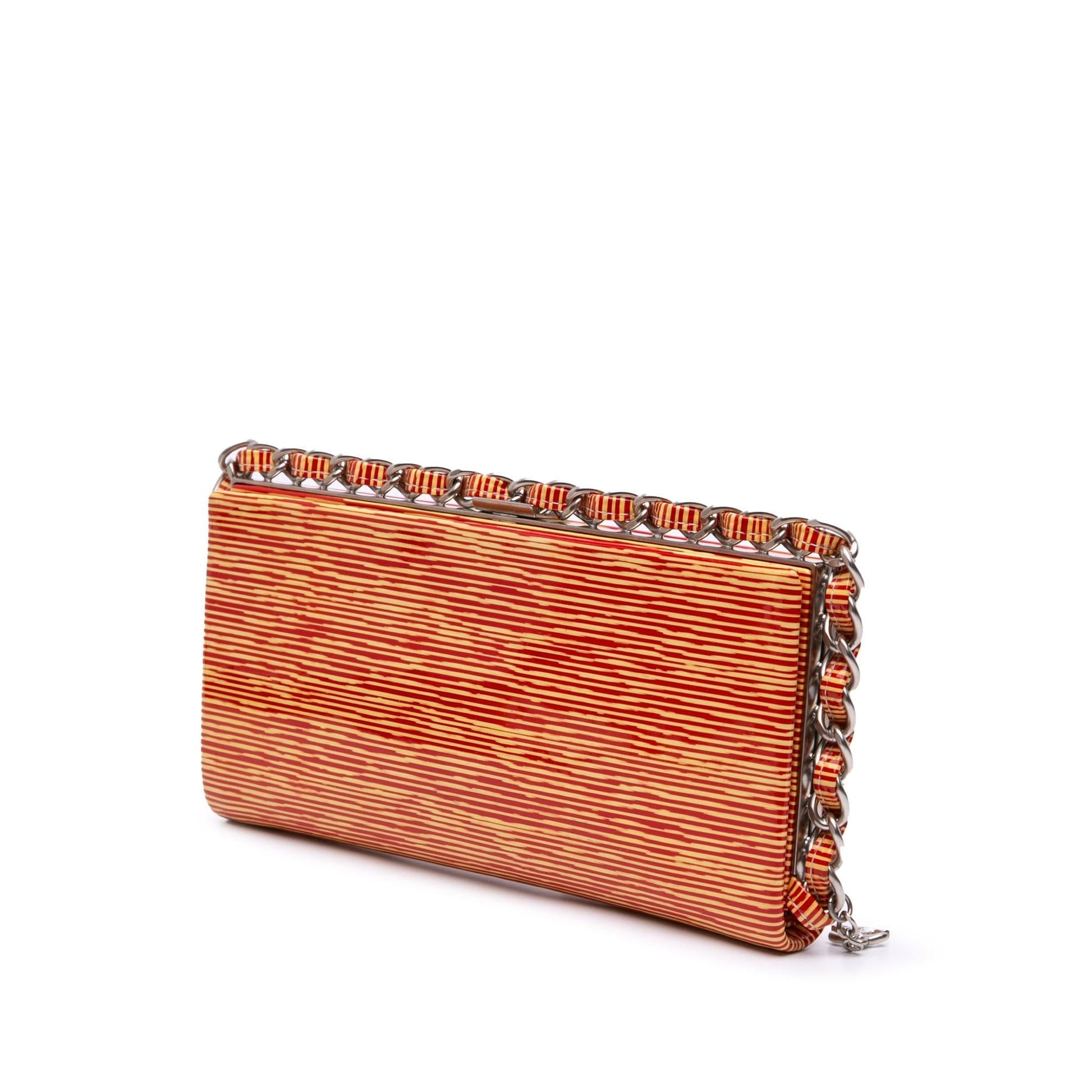 Chanel CC Patent Striped Around Clutch Bag