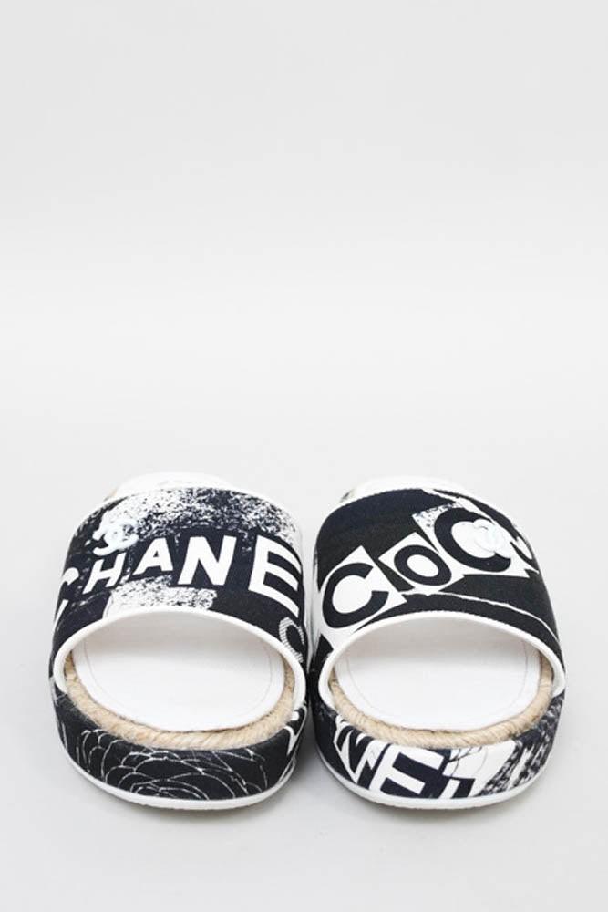 Chanel Coco Signature Printed Platform Mule Slides for Women
