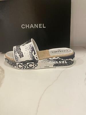 Chanel Coco Signature Printed Platform Mule Slides Bag