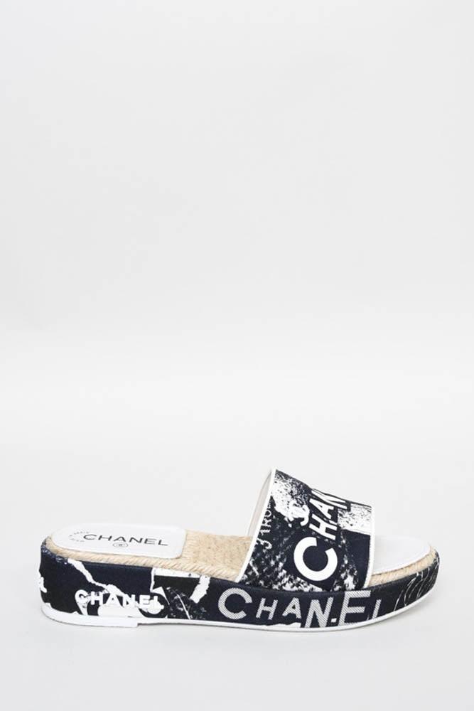 Chanel Coco Signature Printed Platform Mule Slides for Women