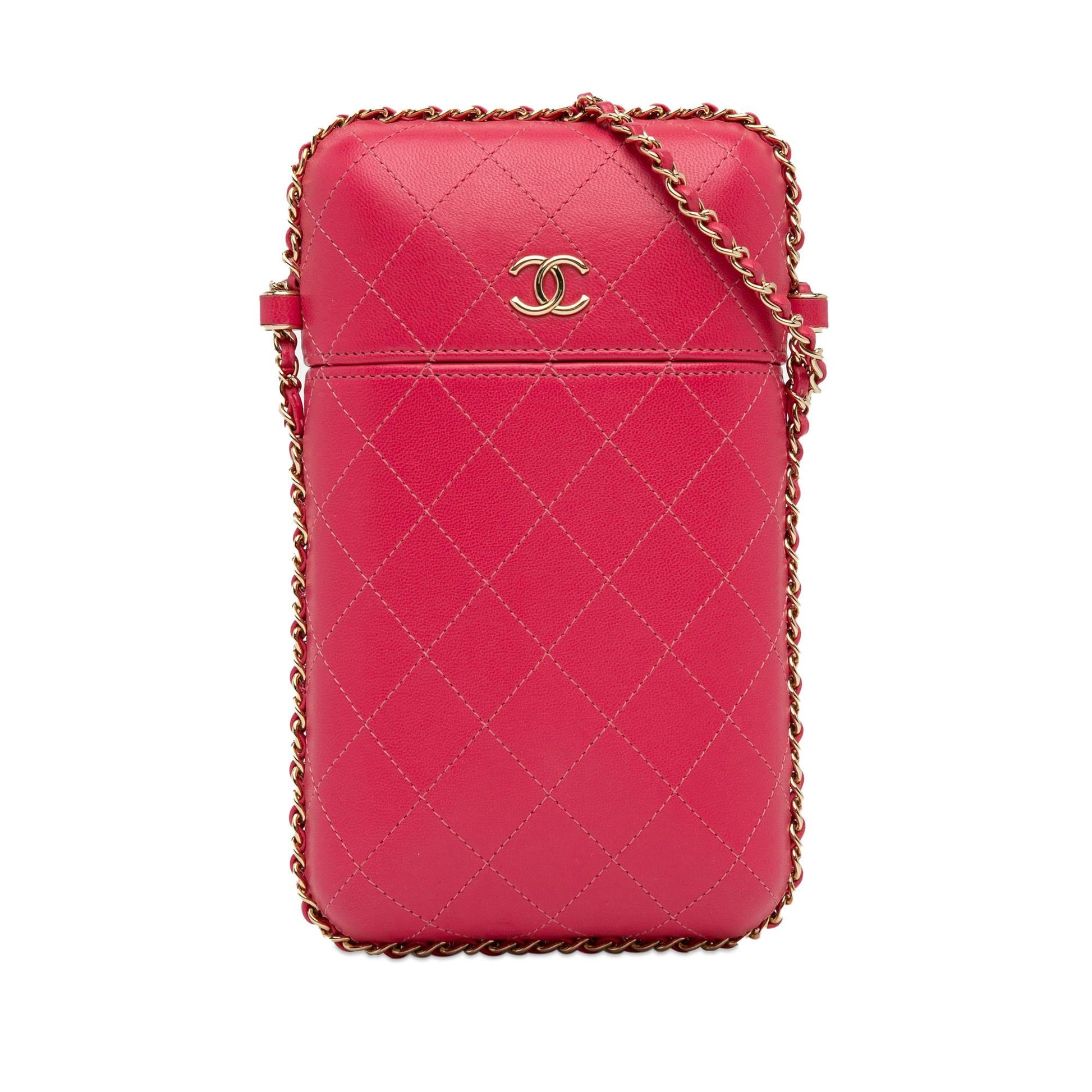 Chanel Cc Quilted Calfskin Chain Around Phone Holder (Shg-Oqsvaj) Bag