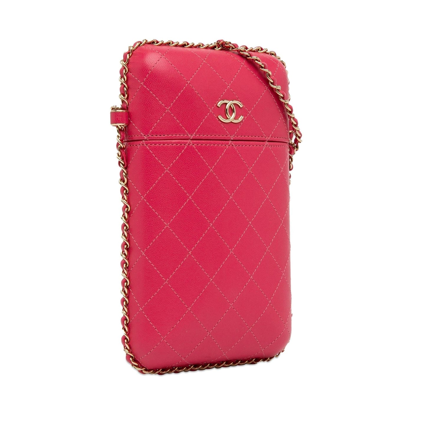 Chanel Cc Quilted Calfskin Chain Around Phone Holder (Shg-Oqsvaj) Bag
