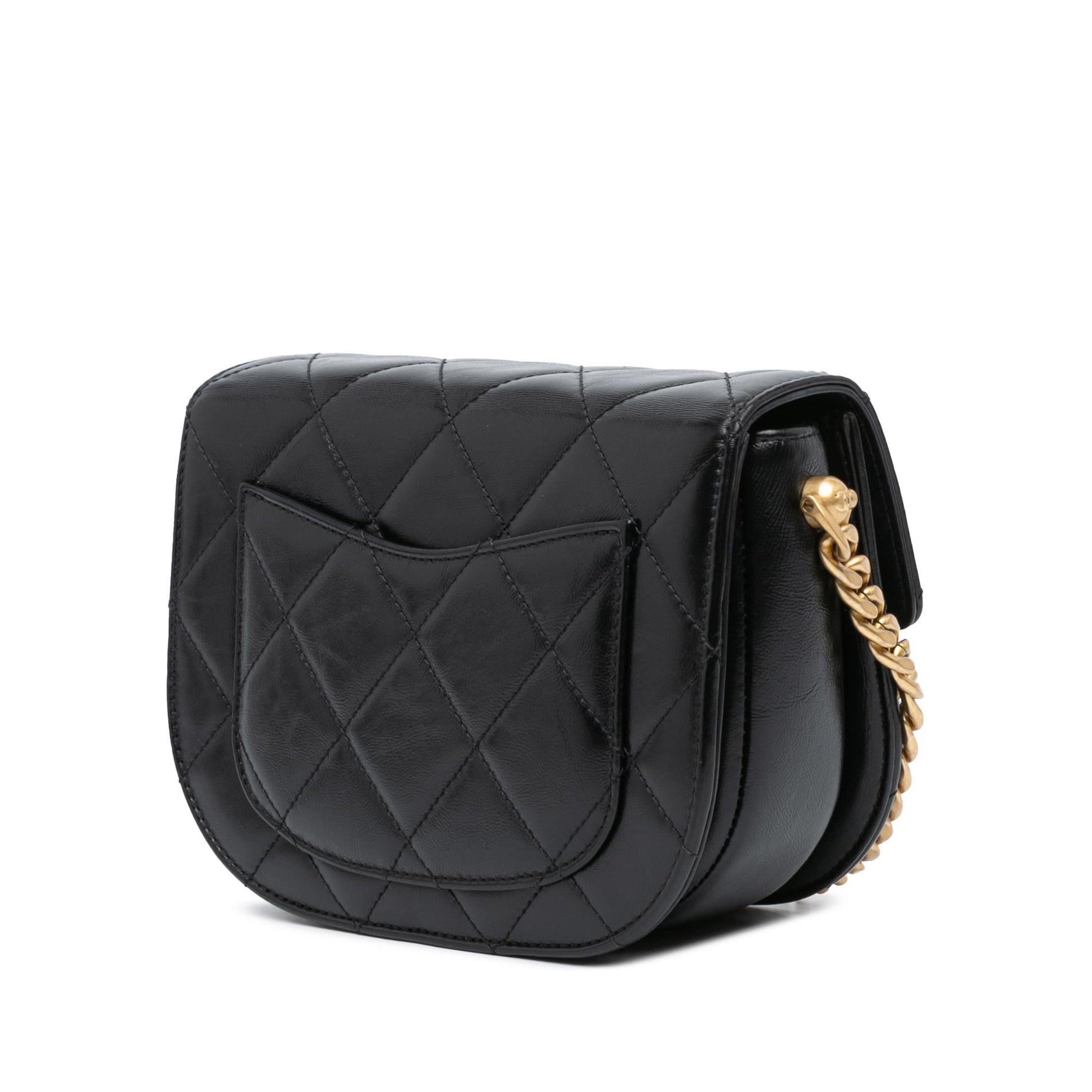 Chanel CC Quilted Calfskin Round Moon Messenger Bag