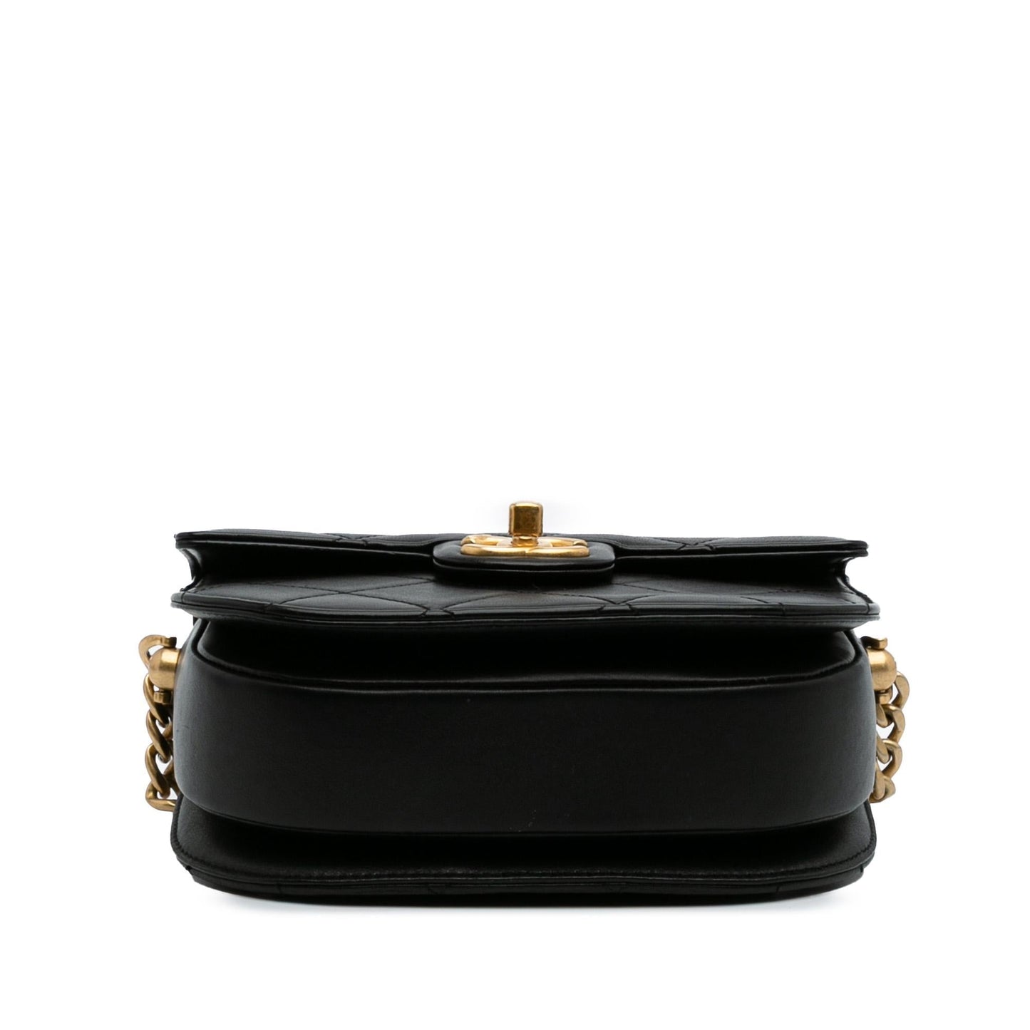 Chanel CC Quilted Calfskin Round Moon Messenger Bag Messenger Flap