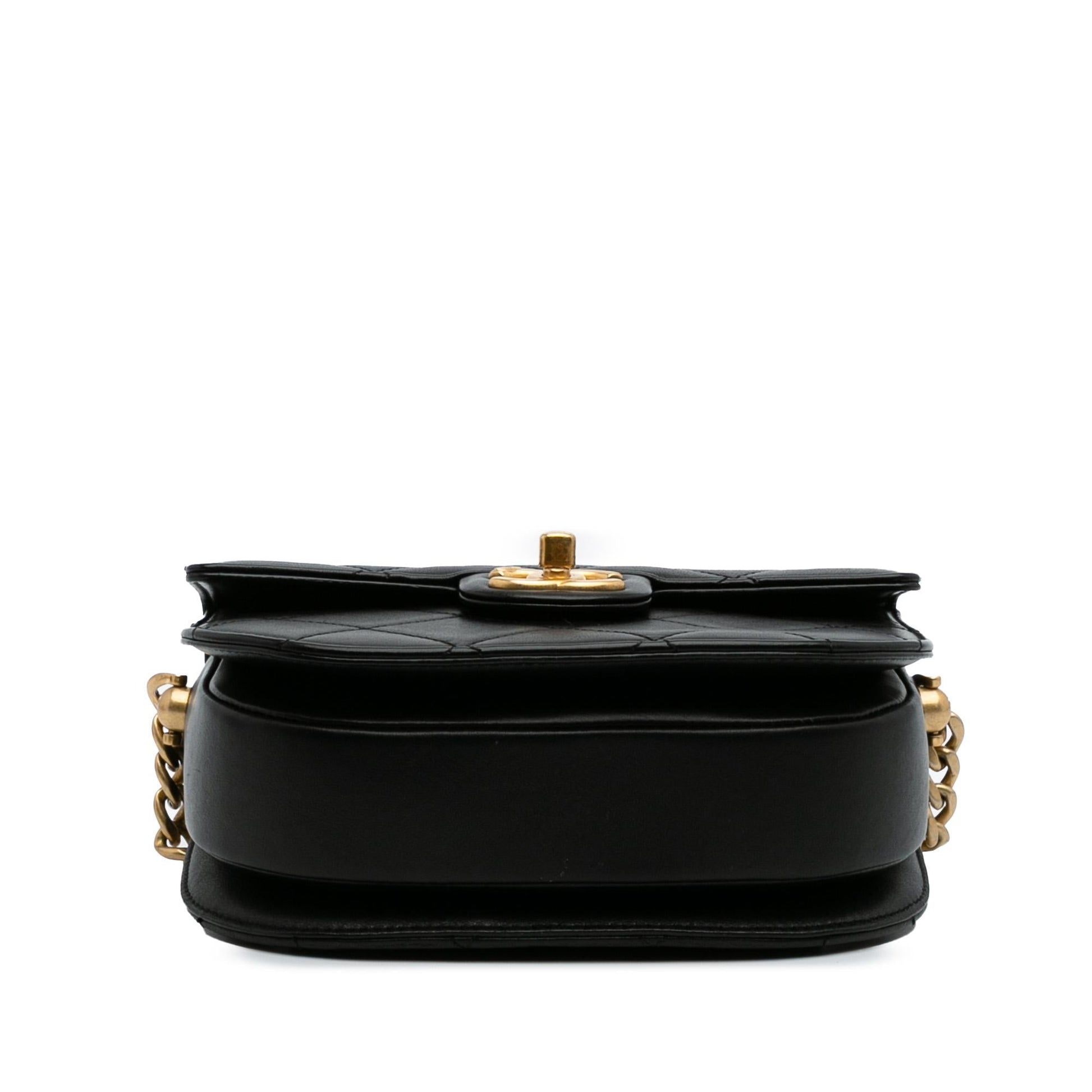 Chanel CC Quilted Calfskin Round Moon Messenger Bag Messenger Flap